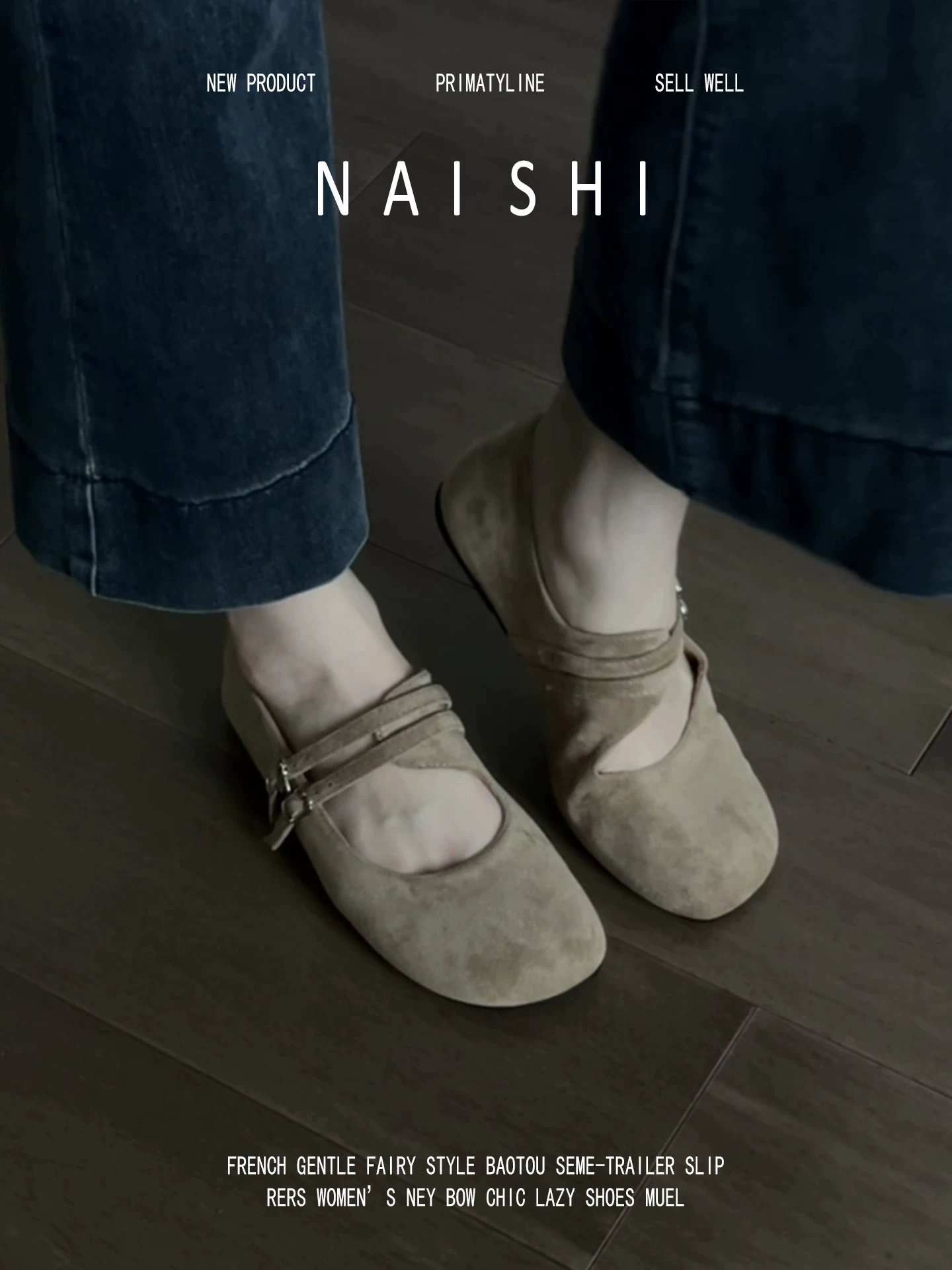Phiên bản da cừu! Giày Mary Jane da lộn cổ điển có quai đơn, giày đế bằng thoải mái kiểu Birkenstock, giày lười mũi tròn.