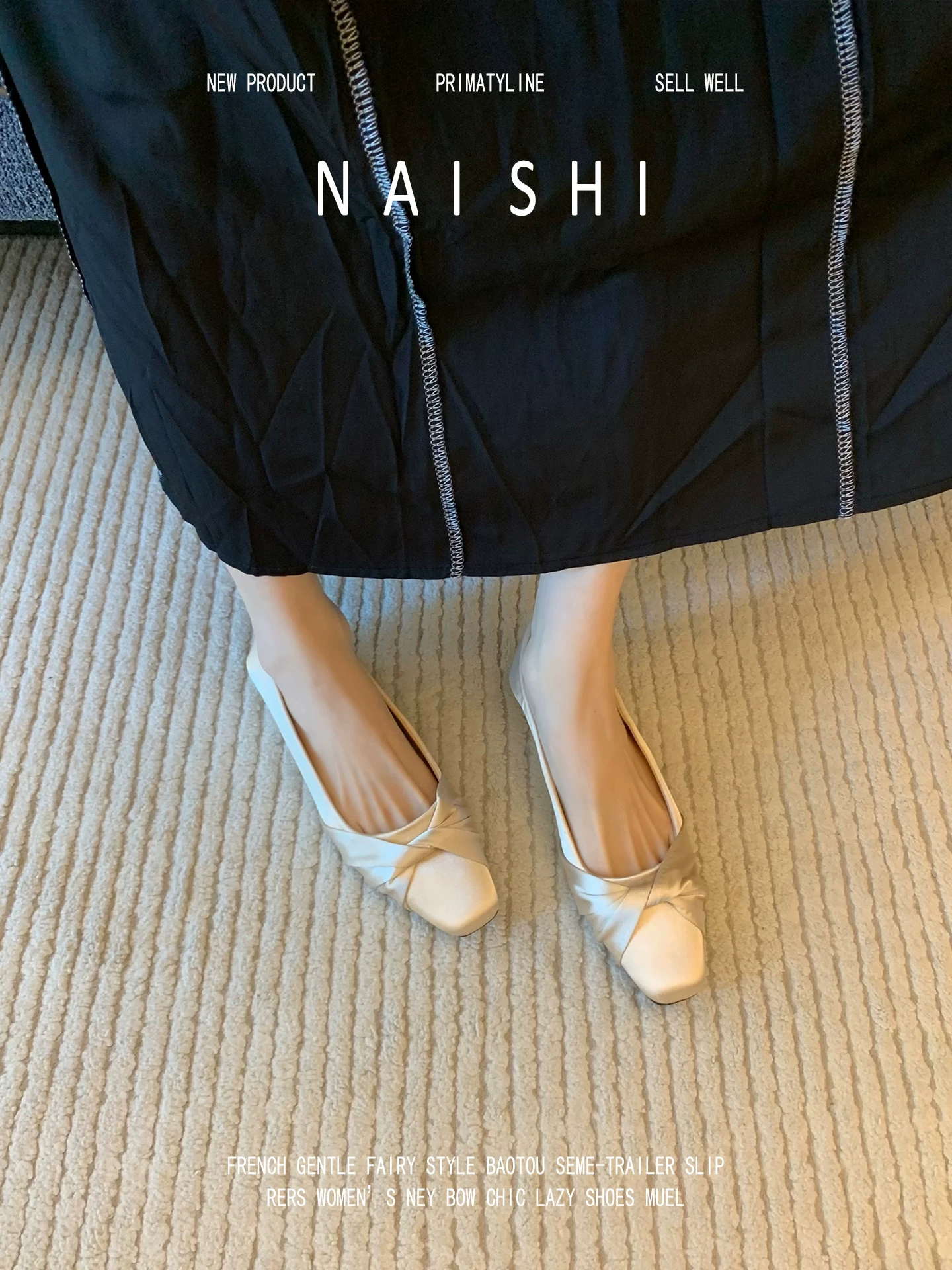 Phiên bản da cừu! Giày Mary Jane kiểu satin Pháp dành cho nữ, kiểu lười, miệng giày nông, giày dạ hội nhẹ nhàng phối với đầm.
