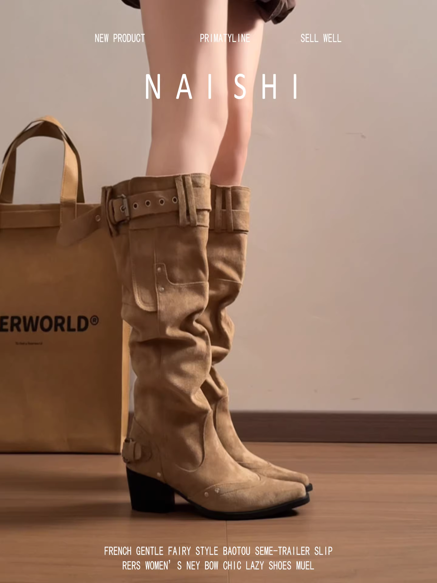 Phiên bản da cừu! Giày bốt cao cổ màu nâu Melard dành cho nữ, có khóa thắt lưng, gót dày, mũi nhọn, kiểu bốt miền viễn tây, phong cách wasteland, kiểu bốt hiệp sĩ xếp lớp.