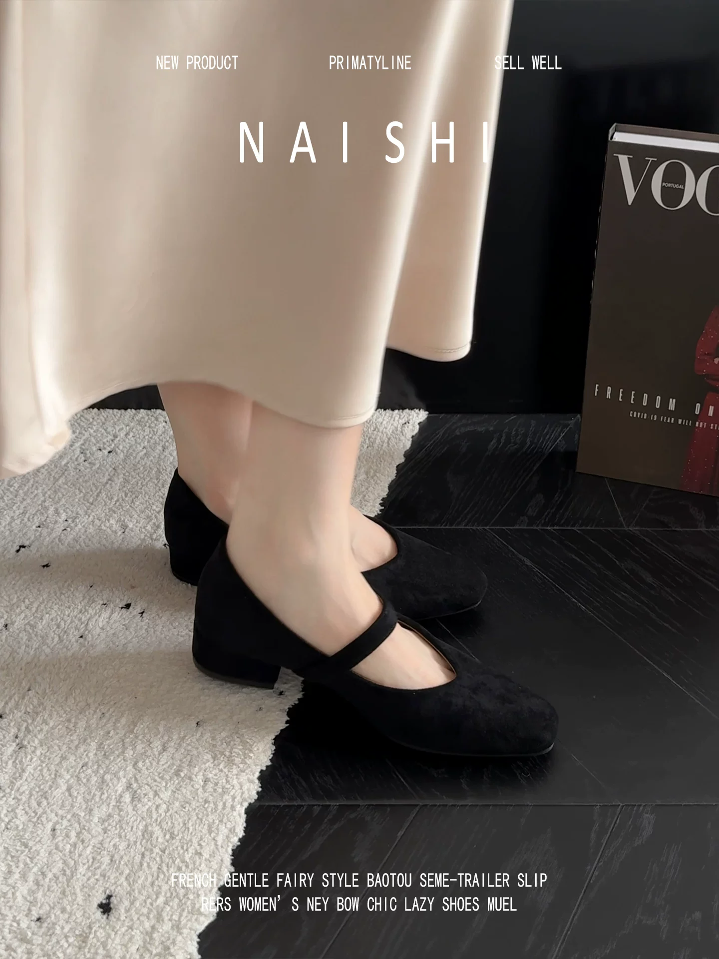 Phiên bản da cừu! Giày Mary Jane mũi vuông bằng da lộn cổ điển dành cho nữ với dây quai khóa đơn, phong cách dạ hội Pháp, gót dày, miệng giày nông.