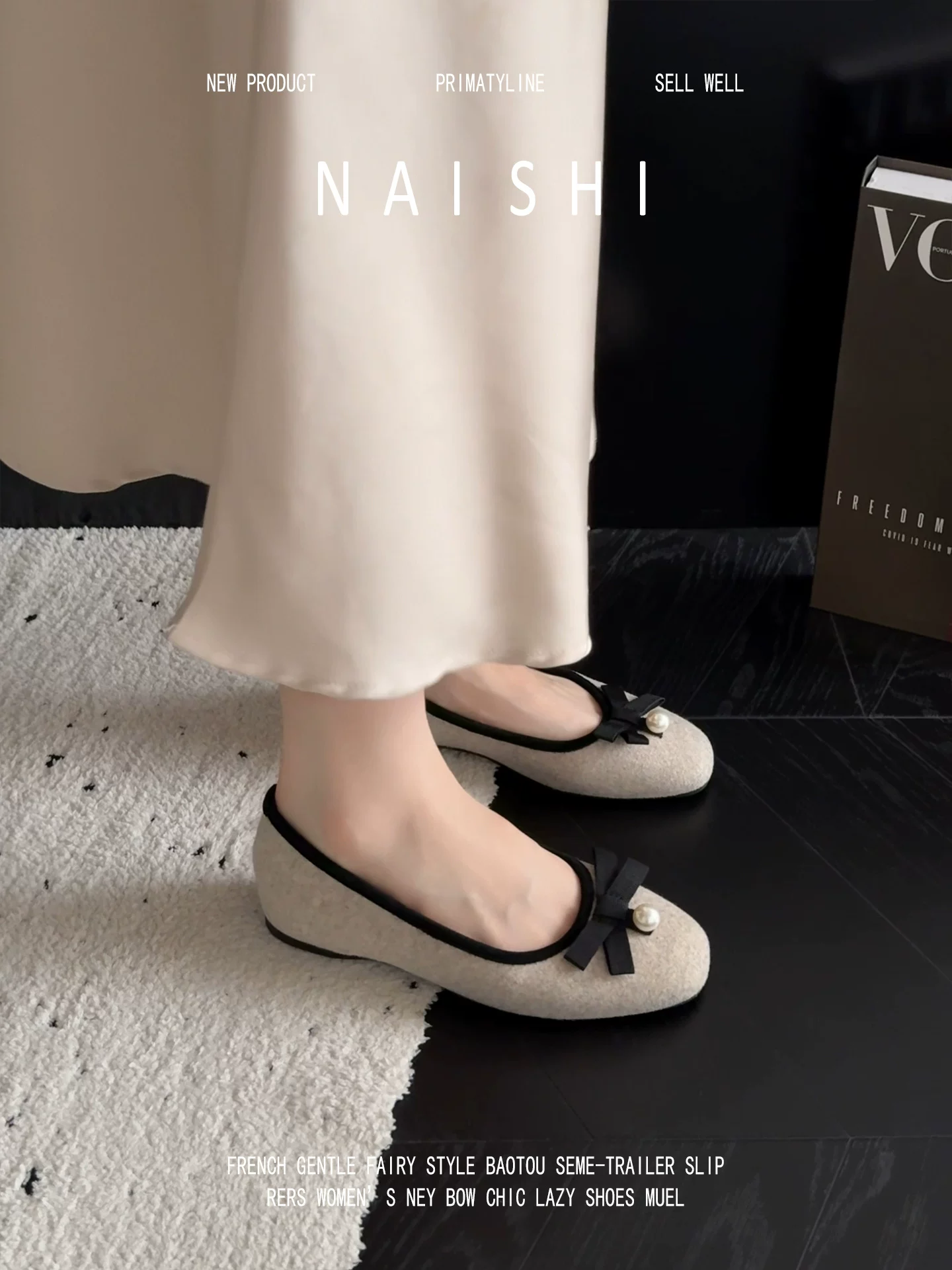 Phiên bản da cừu! Giày Mary Jane kiểu Chanel dành cho nữ, giày bà ngoại đế mềm kiểu lười có nơ ngọc trai và giày đơn lót lông.