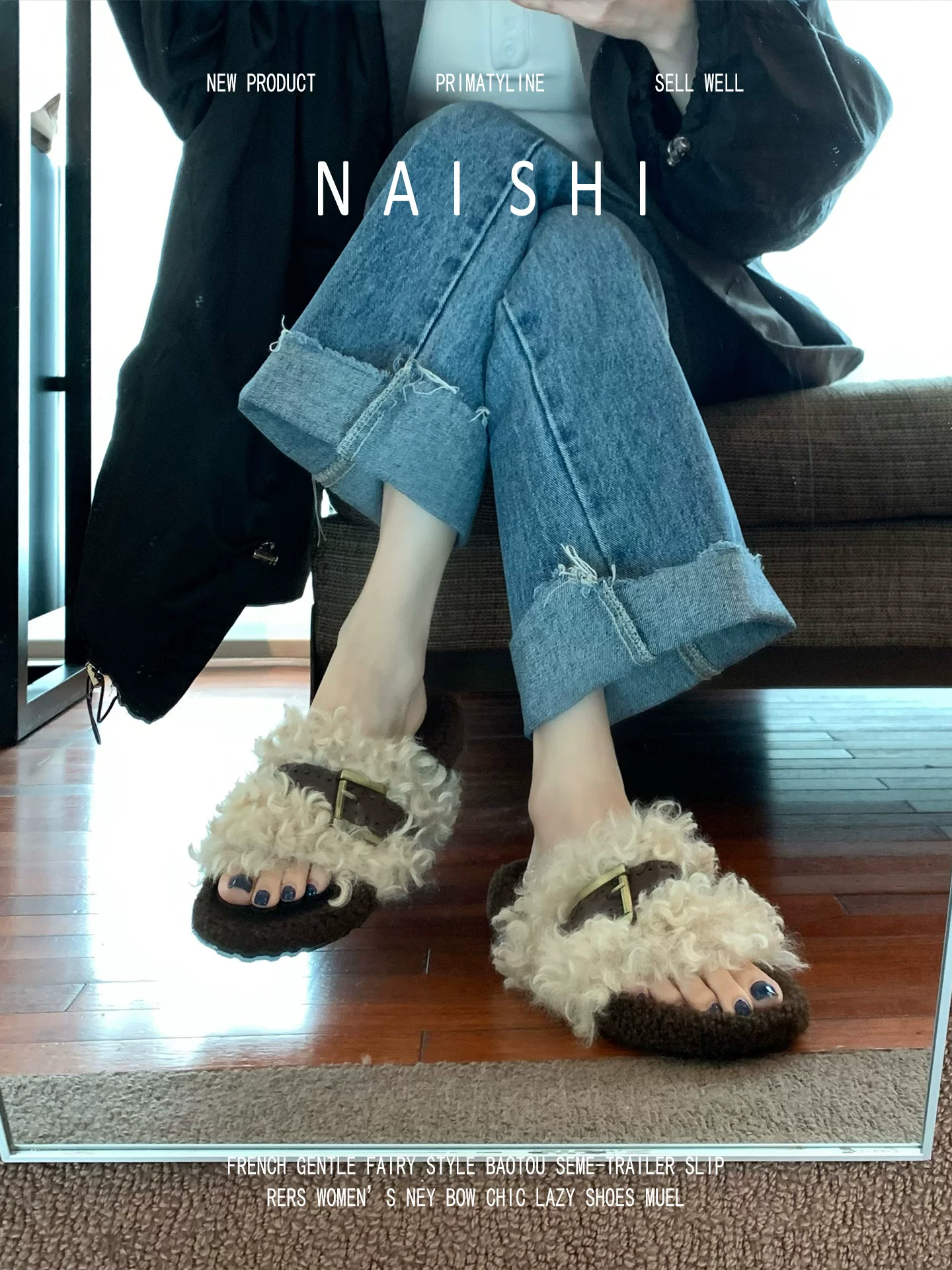 Phiên bản da cừu! Dép da cừu nữ đi ngoài trời, dép Birkenstock cổ điển có khóa thắt lưng, dép lười đế dày phối màu.