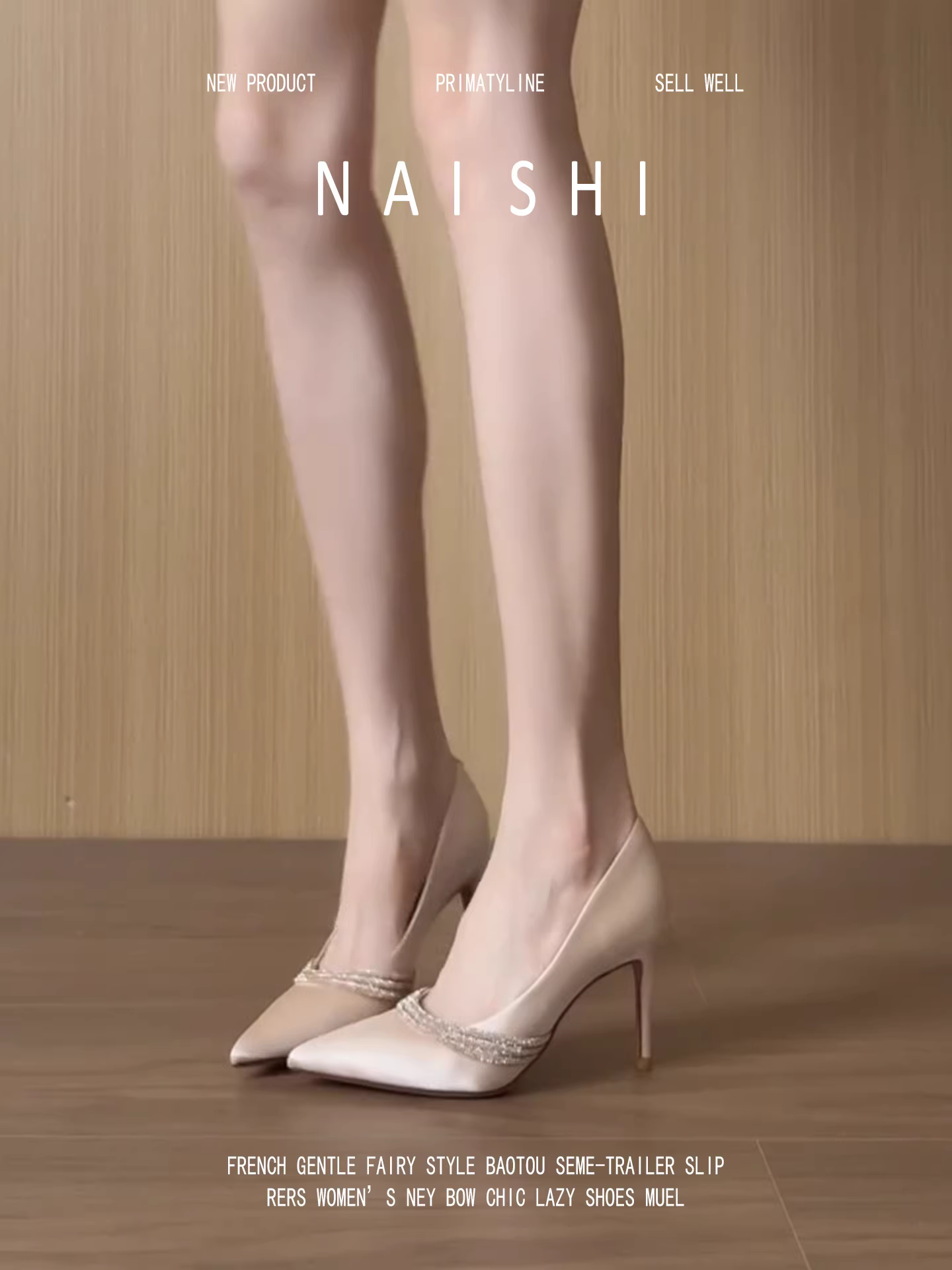 Phiên bản da cừu! Giày cao gót màu sâm panh, đính đá kiểu Pháp, giày cưới tuyệt đẹp, giày phù dâu bằng satin, giày cao gót mũi nhọn.