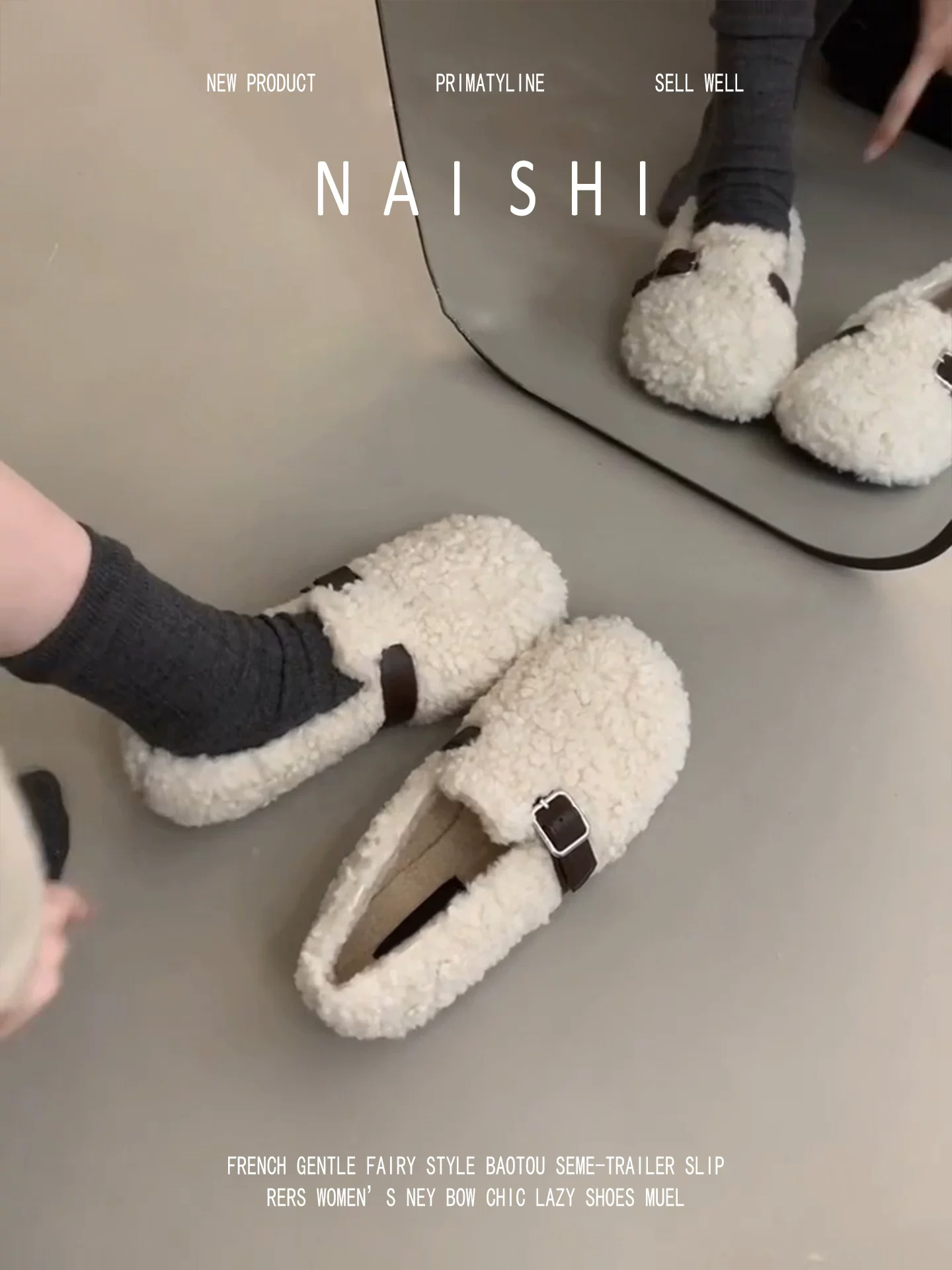 Phiên bản da cừu! Giày lười len cừu, giày mùa thu đông kiểu Birkenstock đa năng, ấm áp, phong cách Hàn Quốc, giày lông thú.