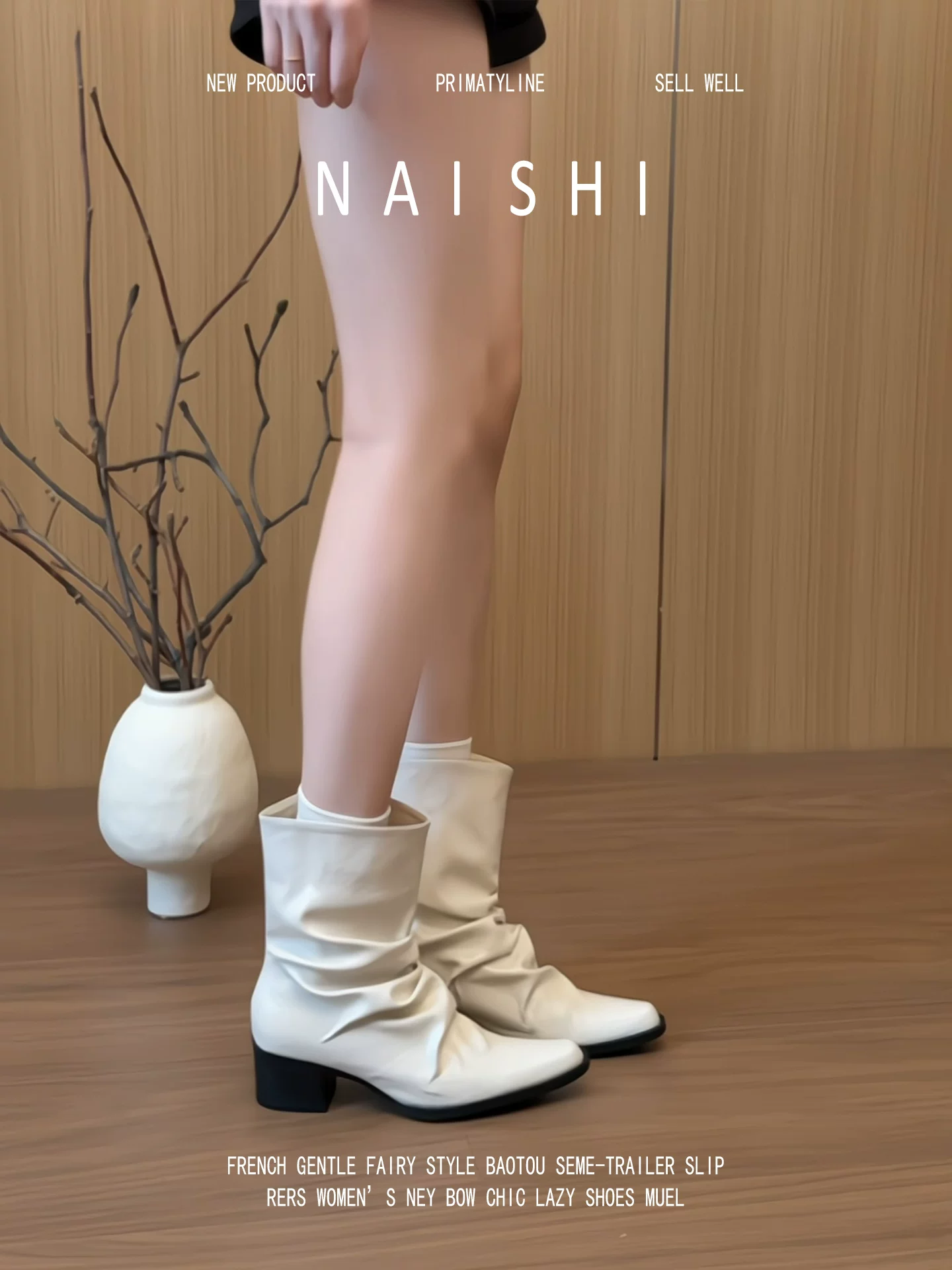 Phiên bản da cừu! Giày bốt hiệp sĩ mũi nhọn dành cho nữ, bốt ôm dáng trắng kiểu Pháp, bốt ngắn gót thô, bốt xếp ly thanh lịch.