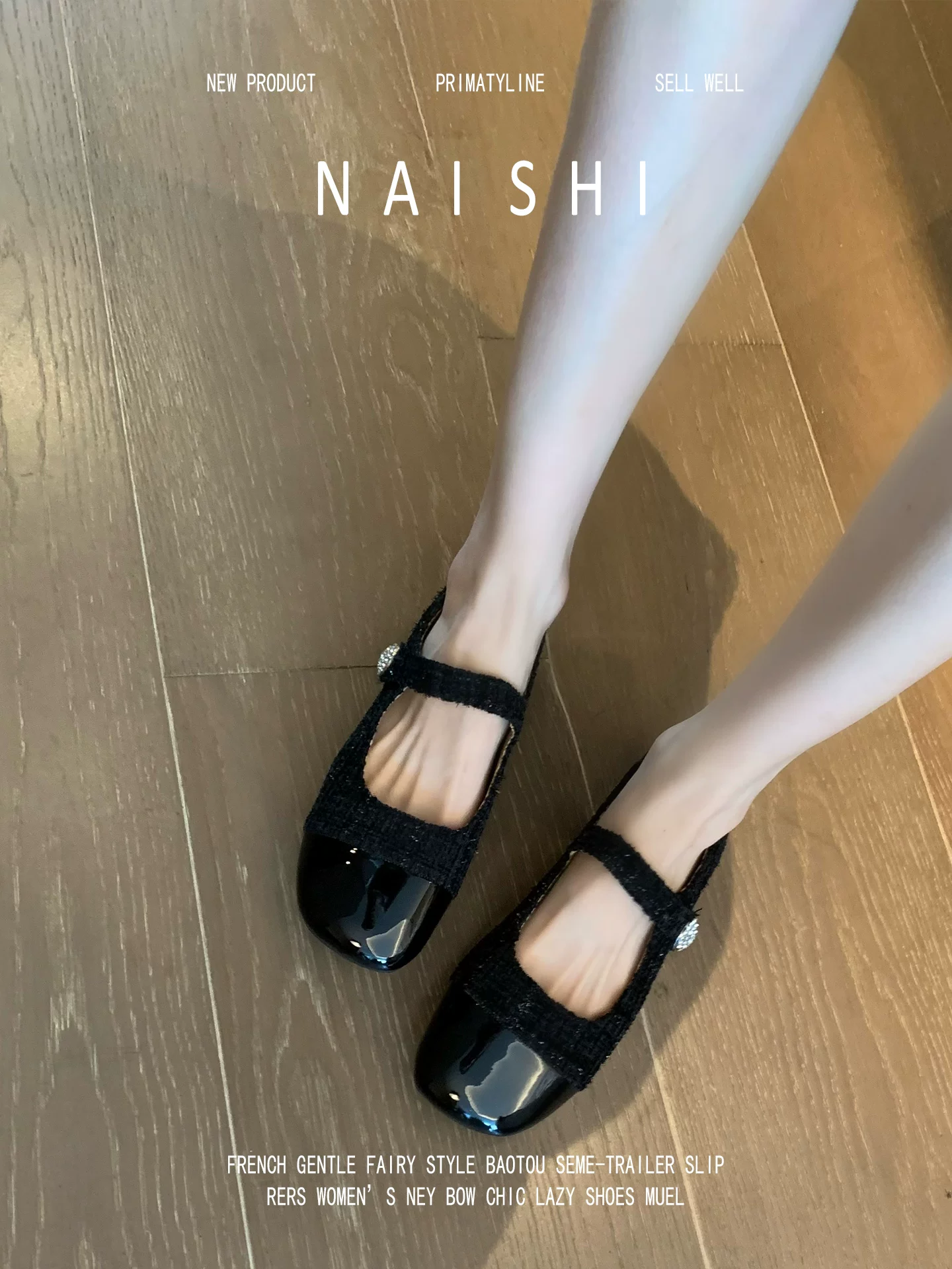 Phiên bản da cừu! Giày Mary Jane kiểu Chanel dành cho nữ với quai đính đá, thiết kế cổ điển, phù hợp với váy, mũi tròn, gót thấp.