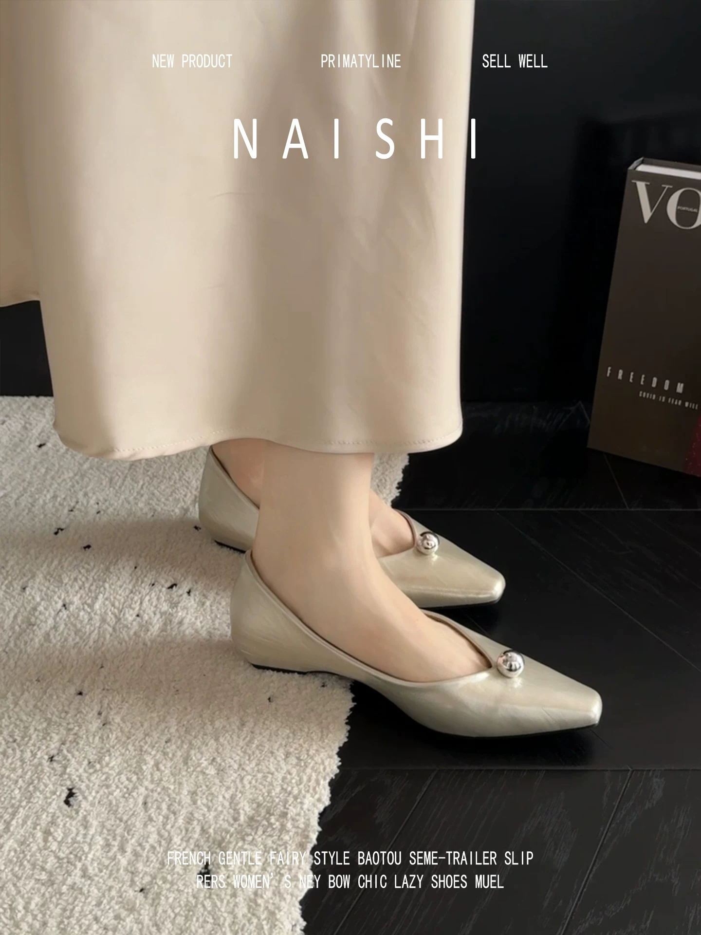 Phiên bản da cừu! Giày Mary Jane cao cấp kiểu Pháp, giày đế thấp kiểu slip-on phù hợp với váy, giày đơn giản dị thanh lịch có gót thấp.
