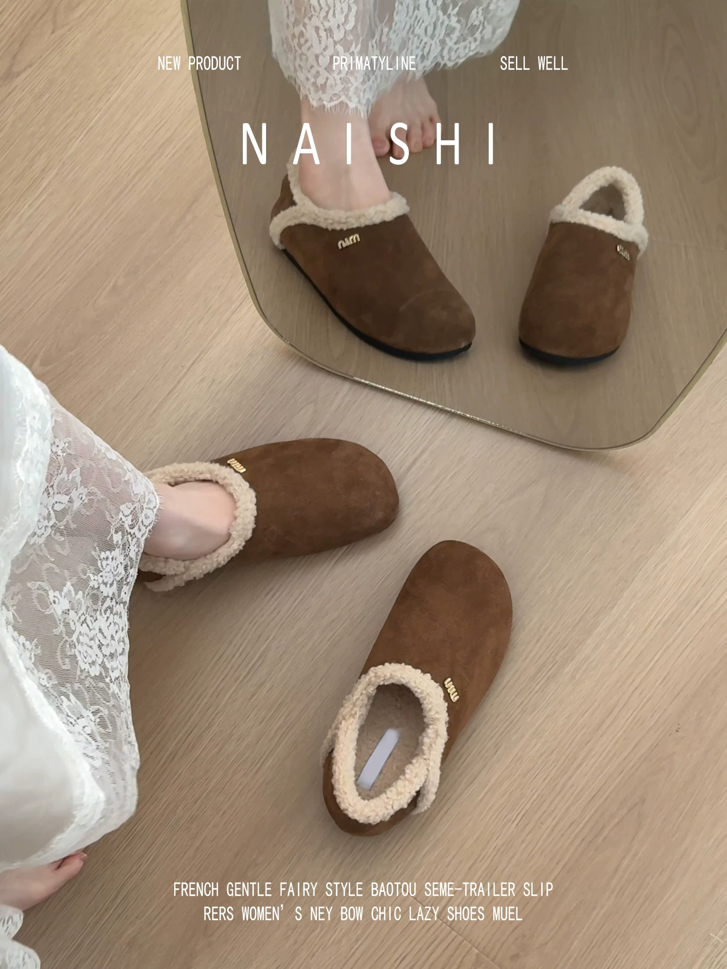 Phiên bản da cừu! Giày lười len cừu, giày cotton ấm áp lót lông mềm mại, kiểu dáng Birkenstock dễ mang, dành cho nữ.