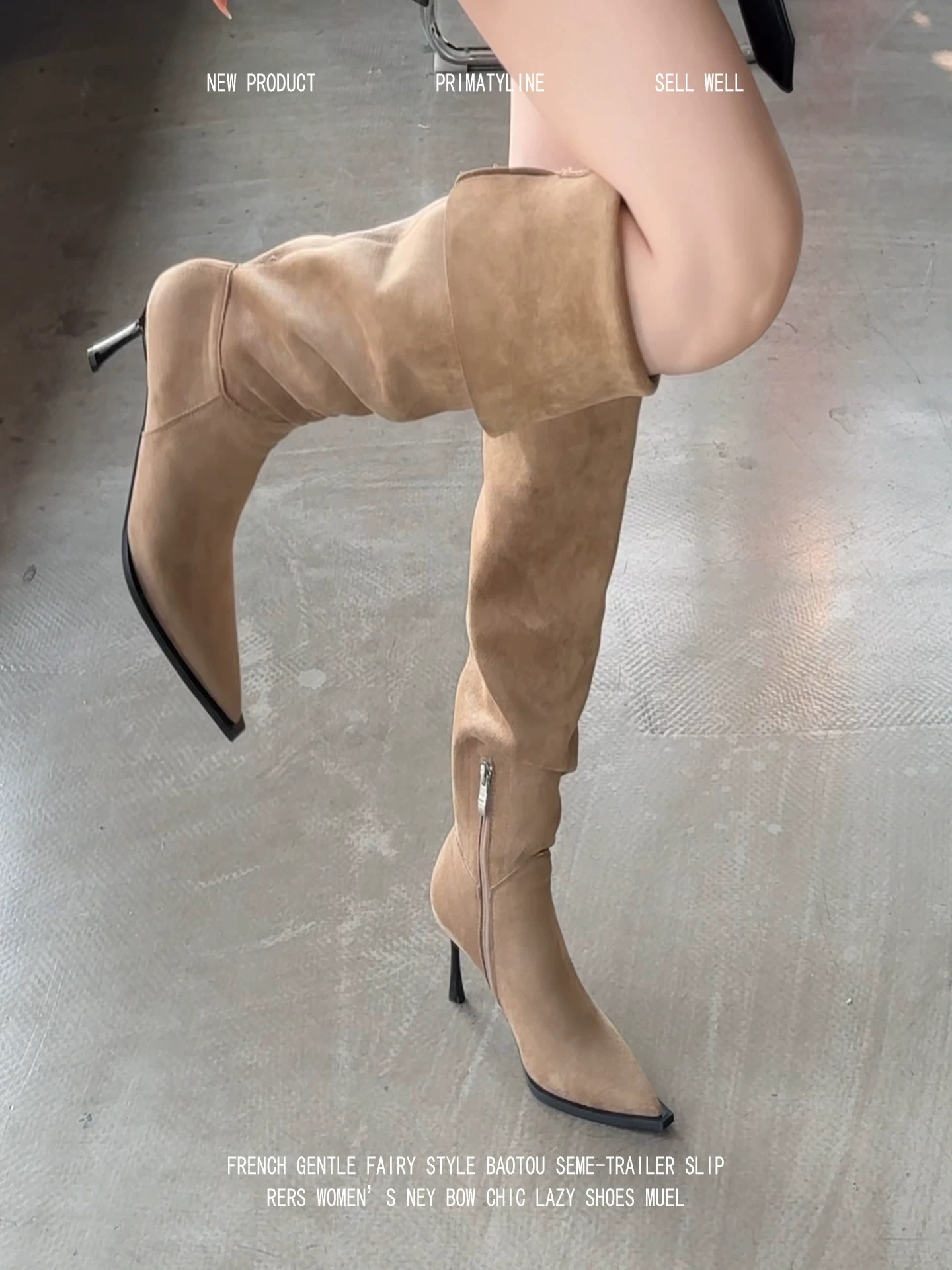 Phiên bản da cừu! Giày cao bồi kiểu miền Tây cổ điển dành cho nữ, mũi nhọn kiểu stiletto, kiểu giày hiệp sĩ cao cổ, phong cách sa mạc, giày cao gót trên đầu gối.