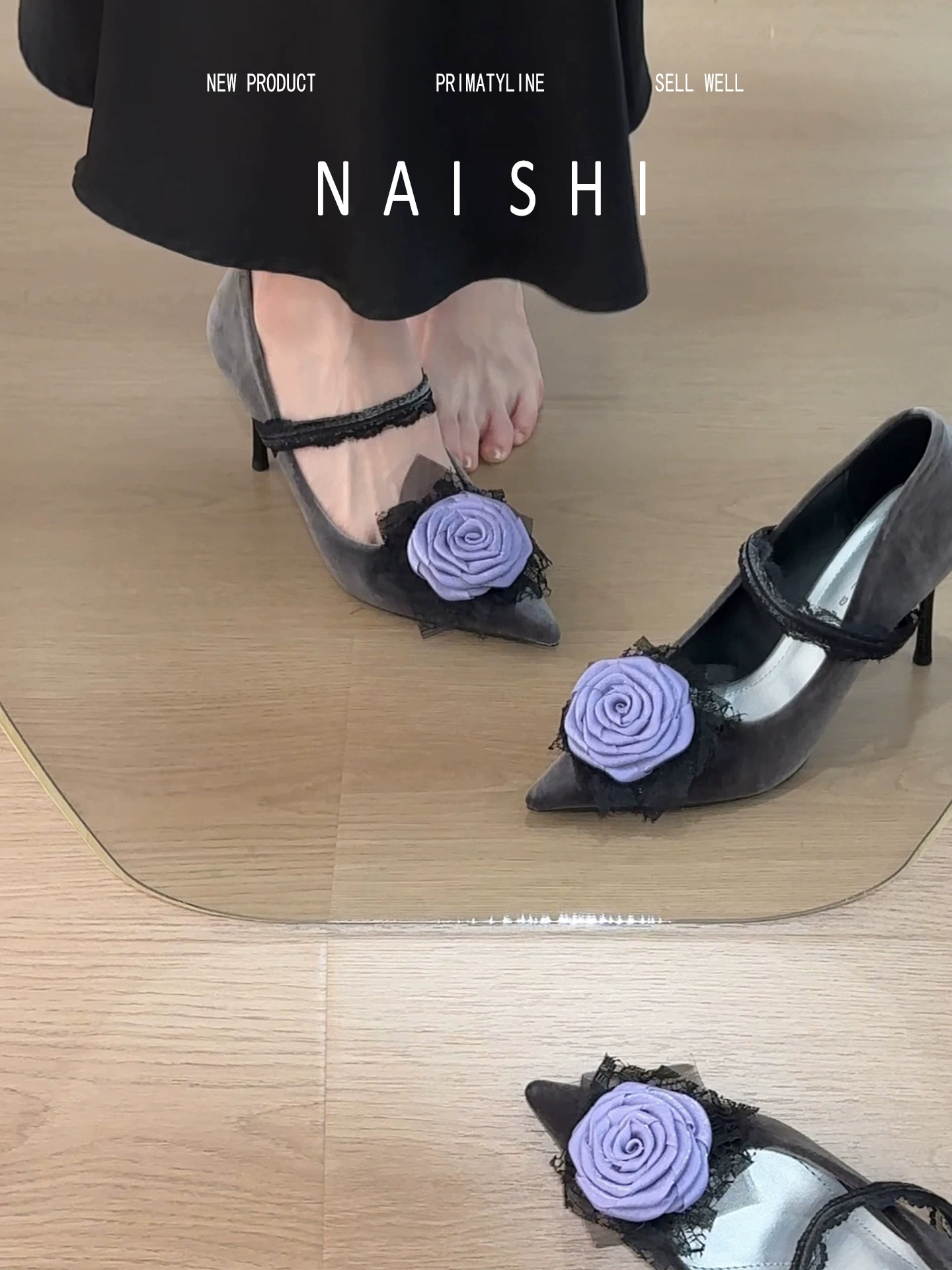 Phiên bản da cừu! Giày cao gót lolita màu tím phong cách Pháp, giày cao gót mũi nhọn, giày dự tiệc dành cho phụ nữ.