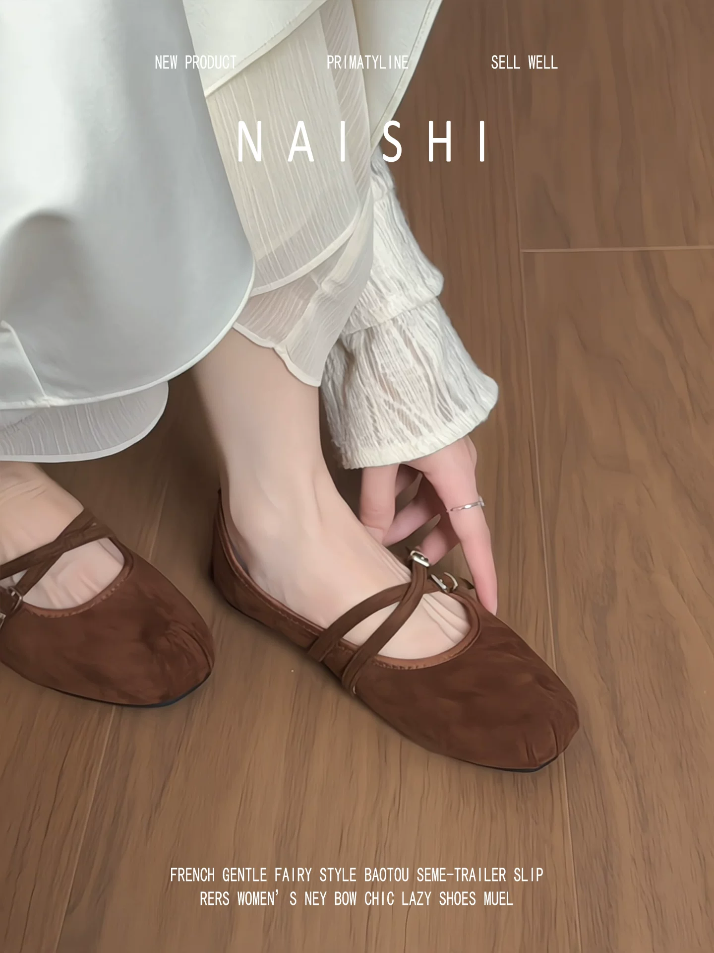 Phiên bản da cừu! Giày Mary Jane màu nâu cổ điển dành cho nữ với quai chéo, mũi tròn kiểu ballet, giày bà ngoại bằng da lộn nông.