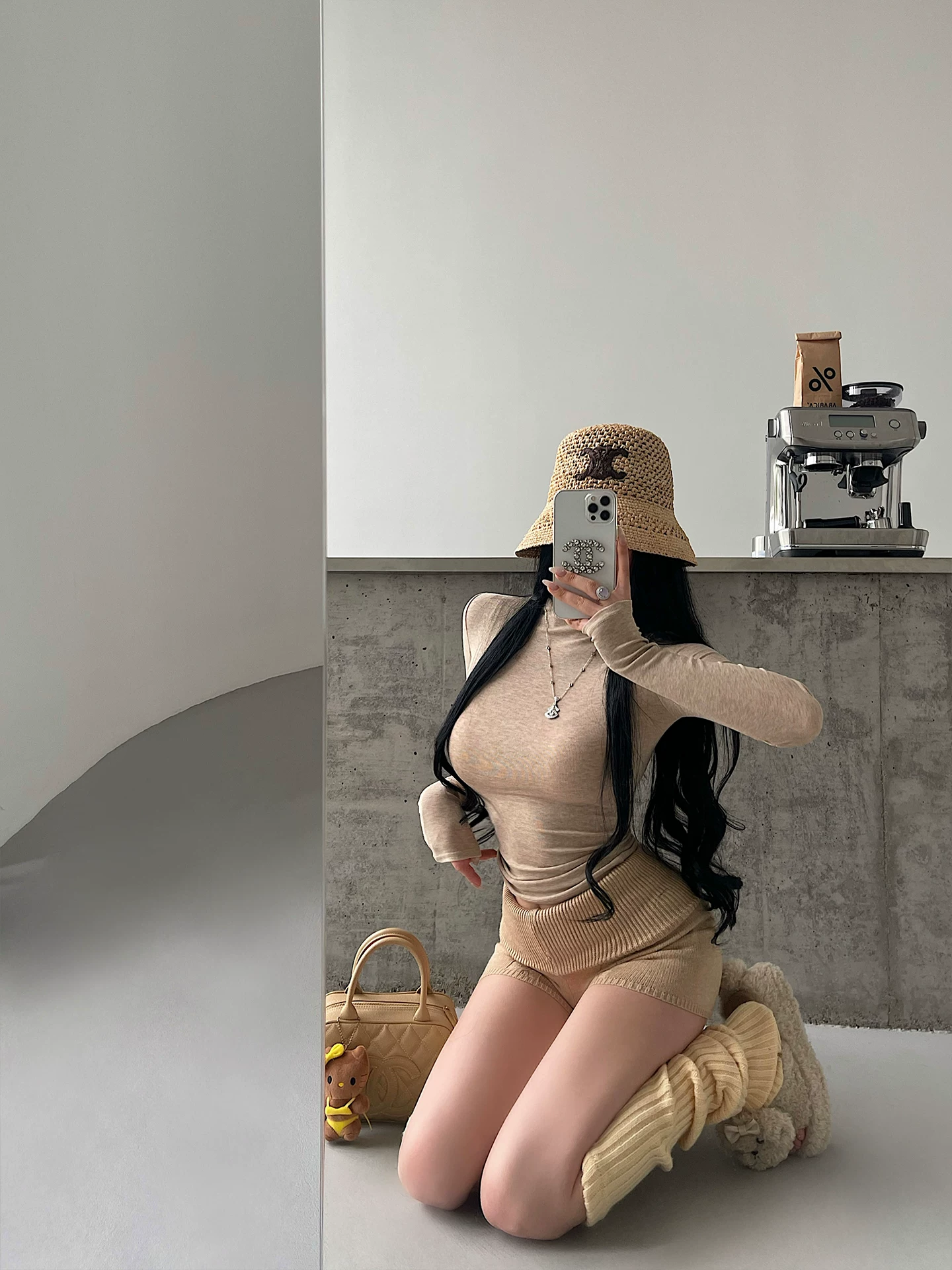 Áo thun cơ bản YoungGirlDay cổ cao, ôm sát, màu trơn, đa năng, tay dài