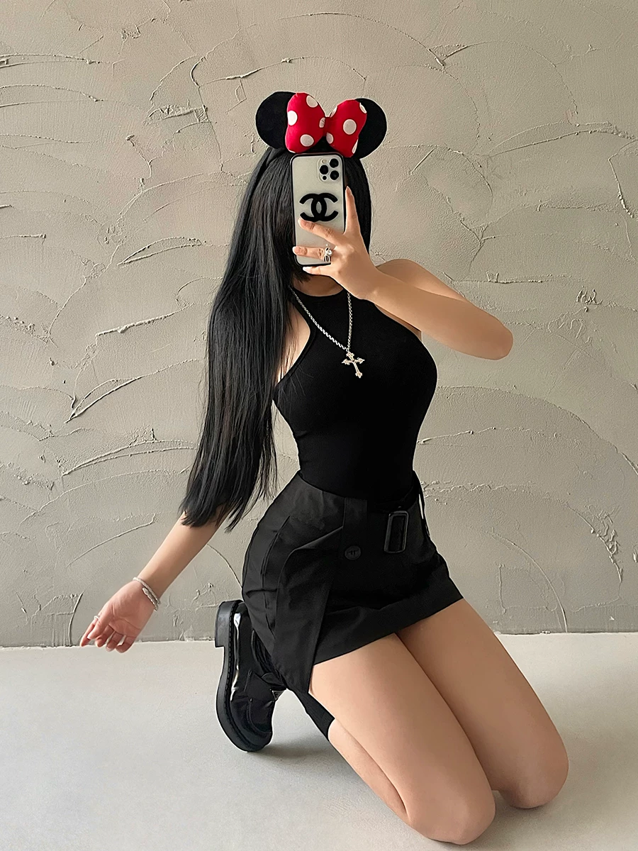 YoungGirlDay váy công sở chống lộ hàng, cạp cao, kiểu dáng hot girl, có quần short an toàn và thắt lưng.