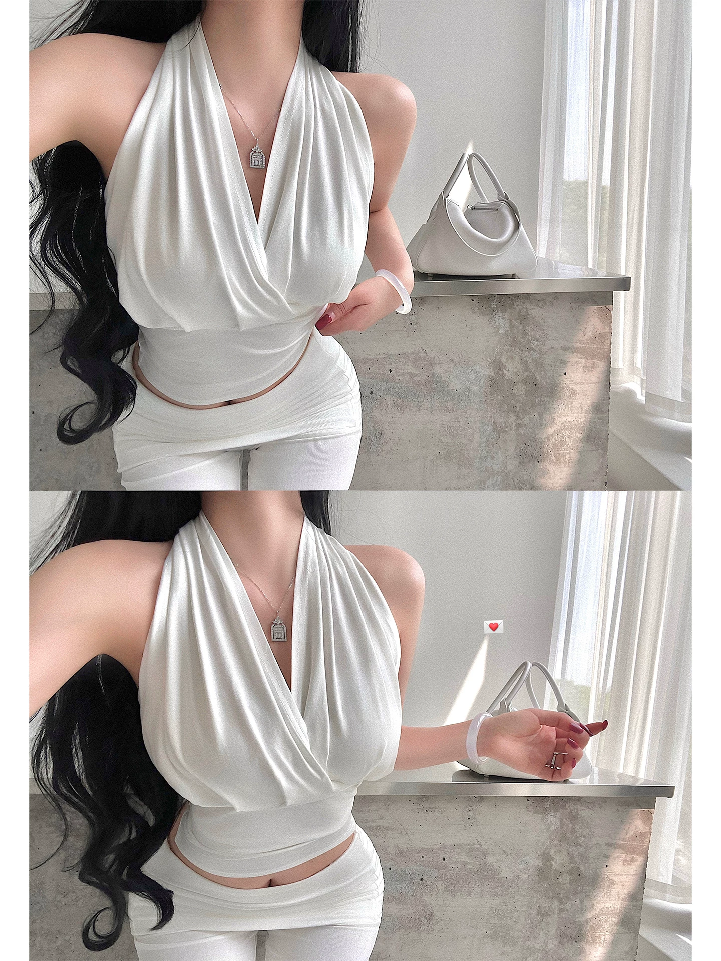YoungGirlDay Áo crop top cổ chữ V hở lưng gợi cảm và quyến rũ