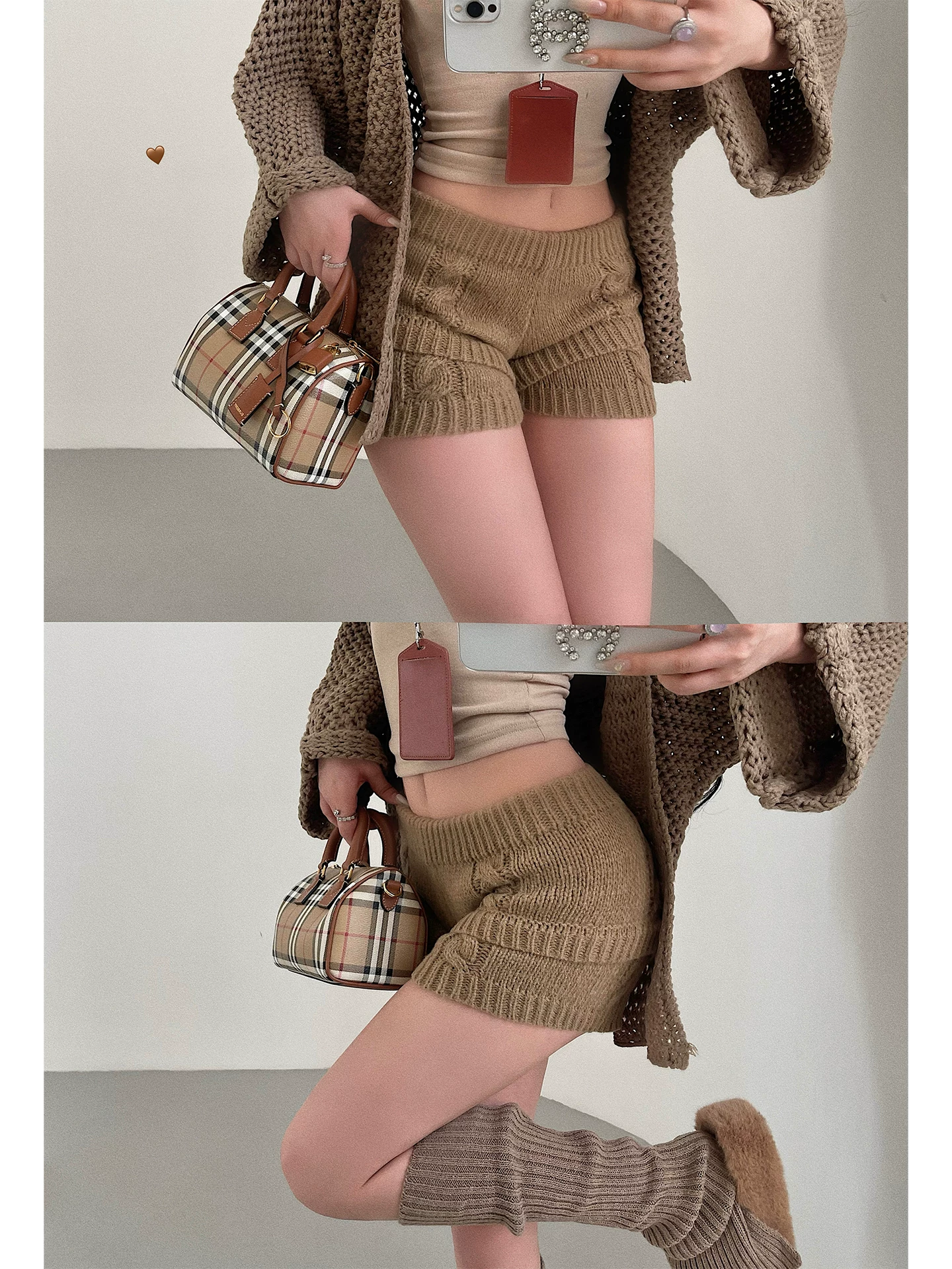 YoungGirlDay khao khát thuần khiết cô gái nóng bỏng gợi cảm eo thấp ôm sát co giãn chất liệu len dệt kim xoắn quần short thường ngày