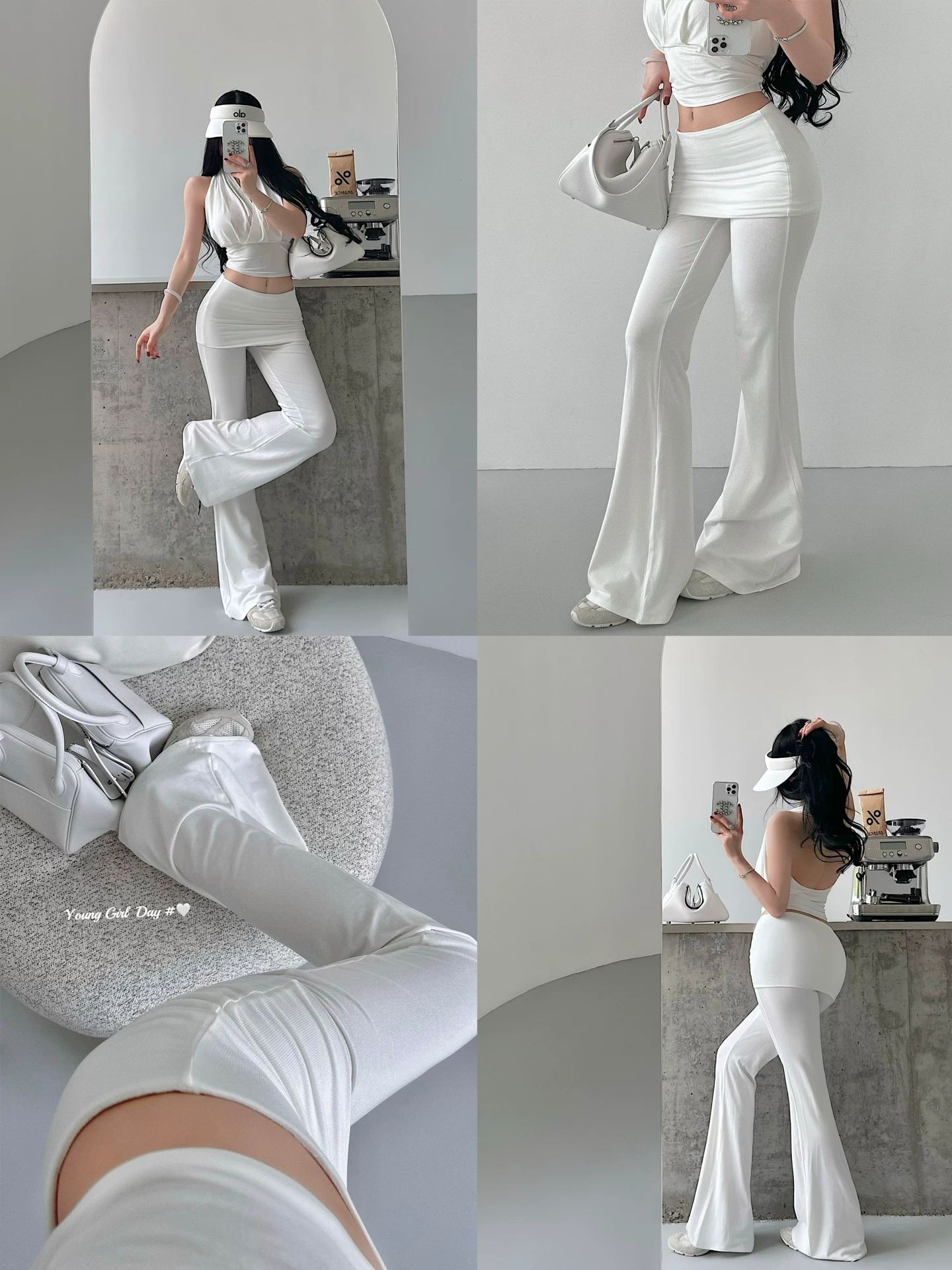 Quần ống loe ôm sát eo thấp phong cách YoungGirlDay hot girl, tạo cảm giác chân dài hơn, quần dài chạm đất, phong cách thường ngày.