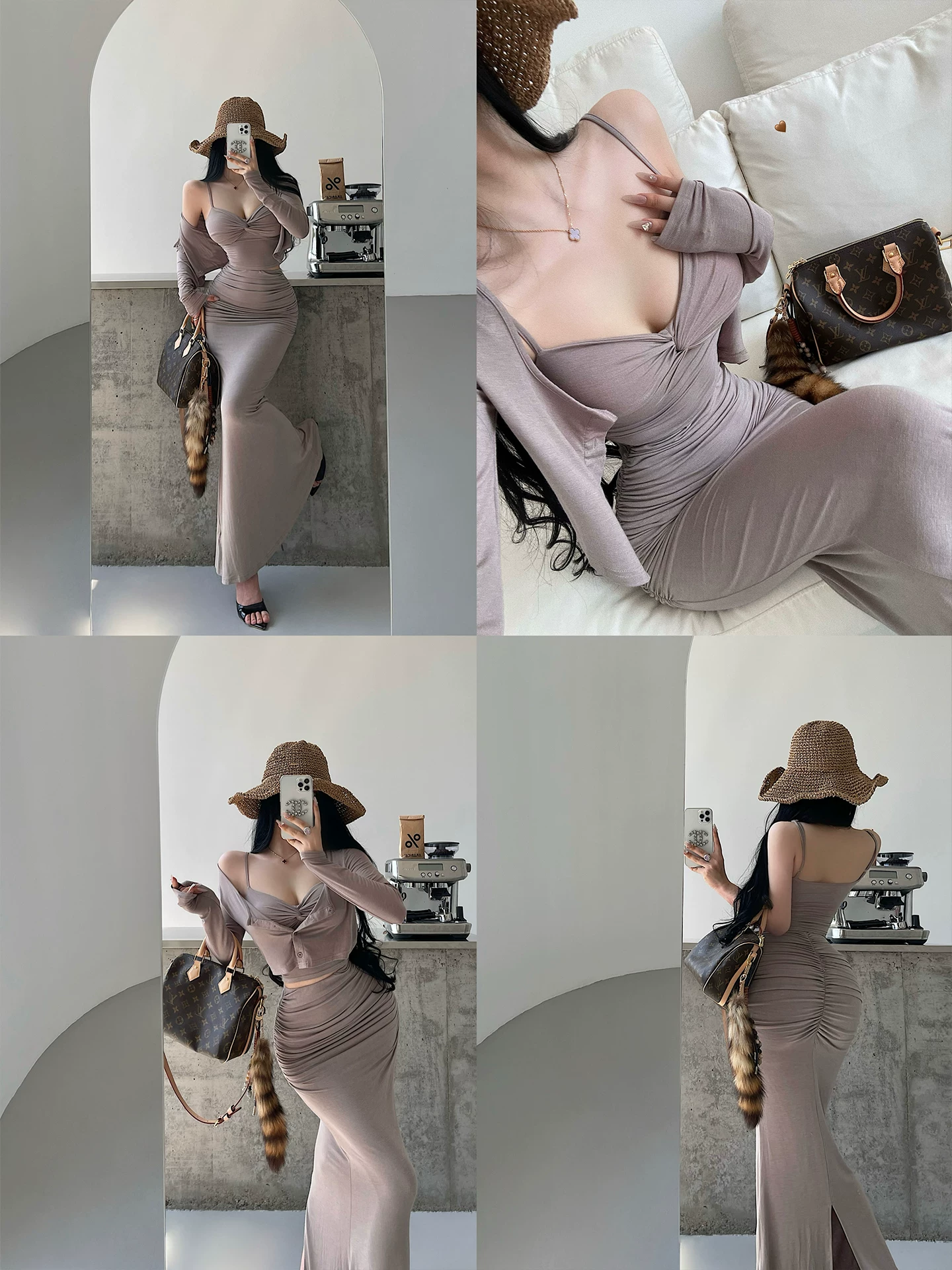 YoungGirlDay pure Desire áo yếm dài tay xếp ly xẻ tà phía sau váy đuôi cá ôm hông