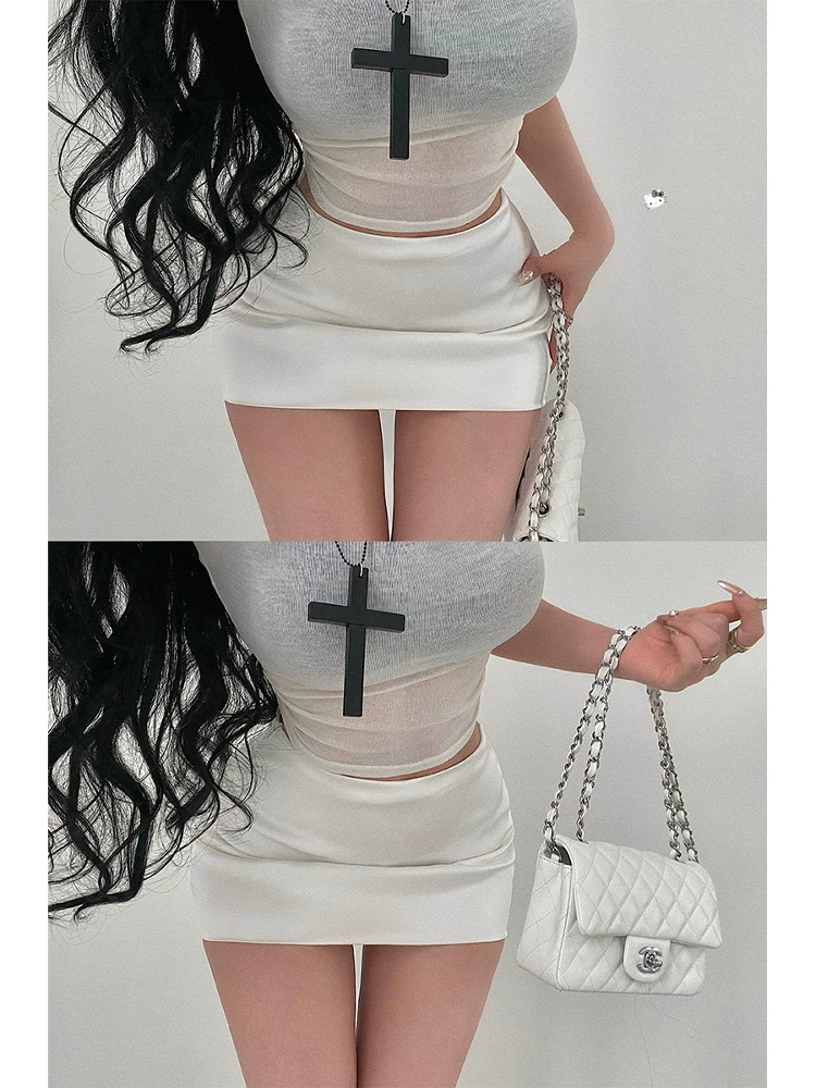 YoungGirlDay quần short an toàn cạp thấp gợi cảm và quyến rũ chống lộ hàng, váy ôm sát bằng vải satin, váy ngắn