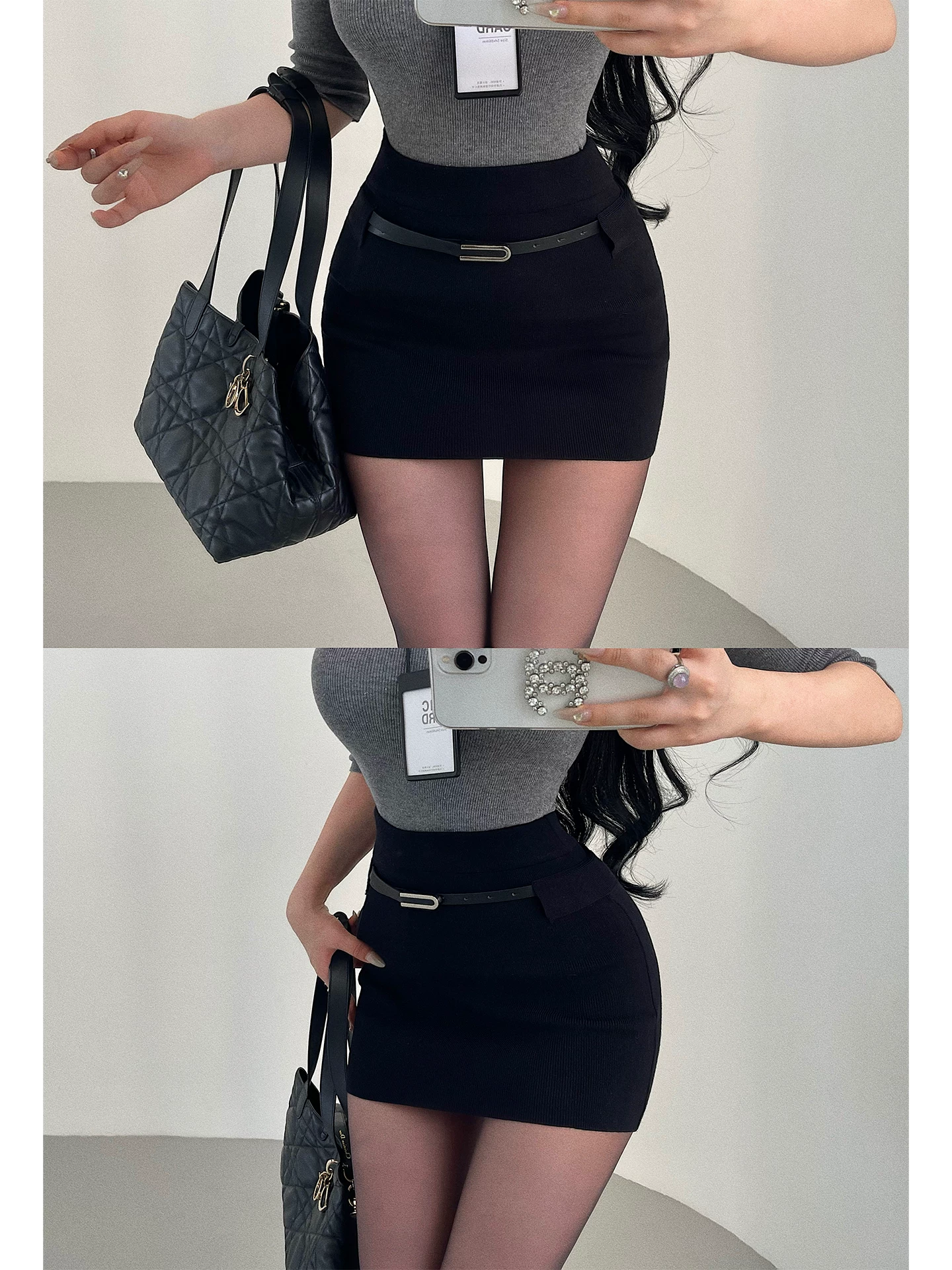 YoungGirlDay Phong cách Hàn Quốc thuần khiết gợi cảm OL váy ôm sát eo cao có thắt lưng.