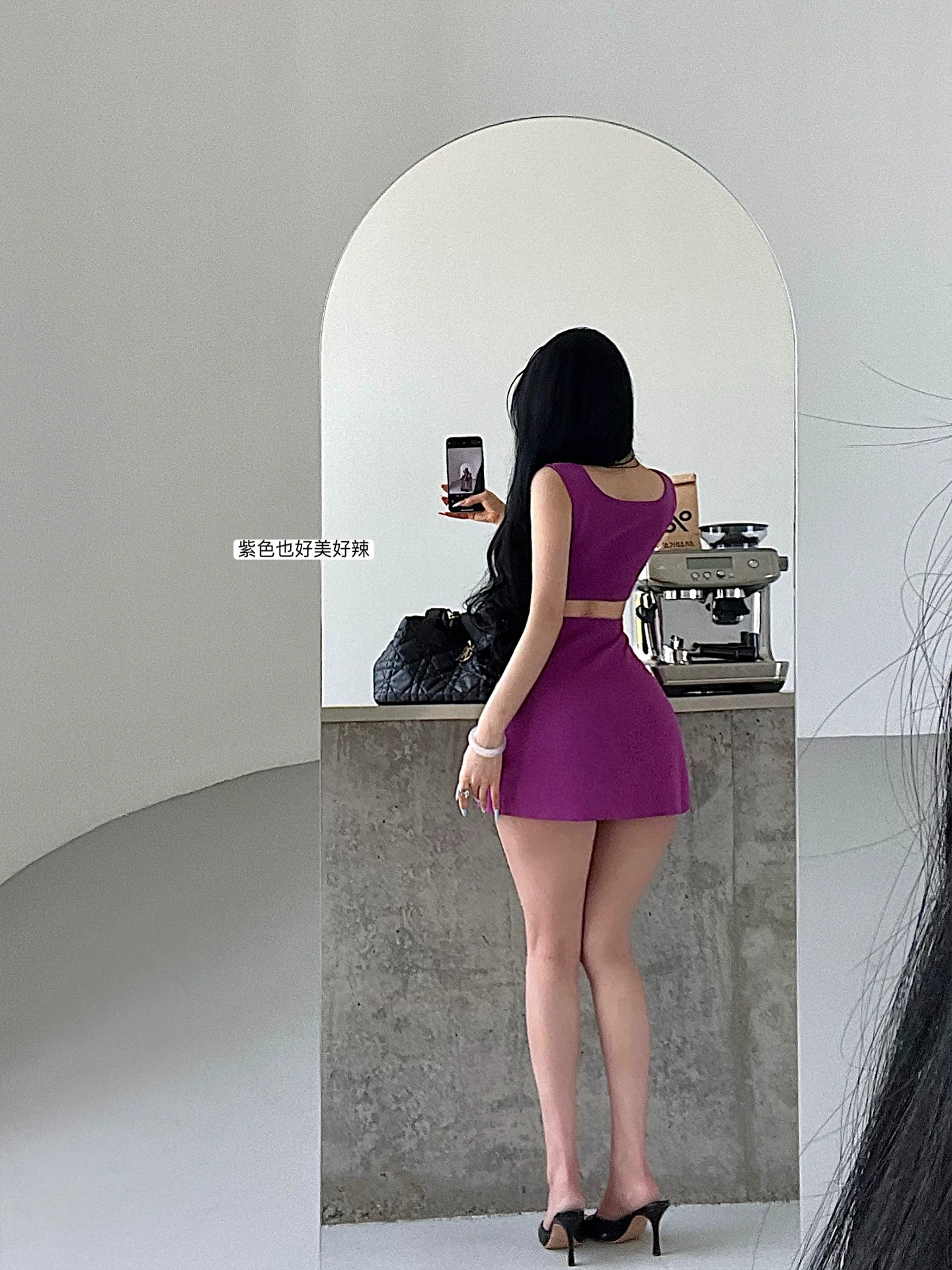 YoungGirlDay khao khát thuần khiết gợi cảm cổ chữ U ôm eo giảm béo khoét eo Váy dệt kim chữ A váy ngắn