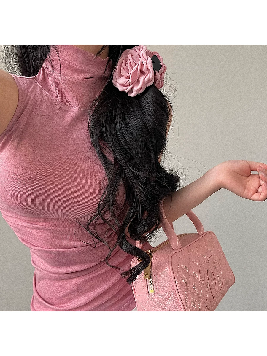 YoungGirlDay Pure Desire Áo thun không tay cổ cao gợi cảm ôm sát eo dành cho nữ.