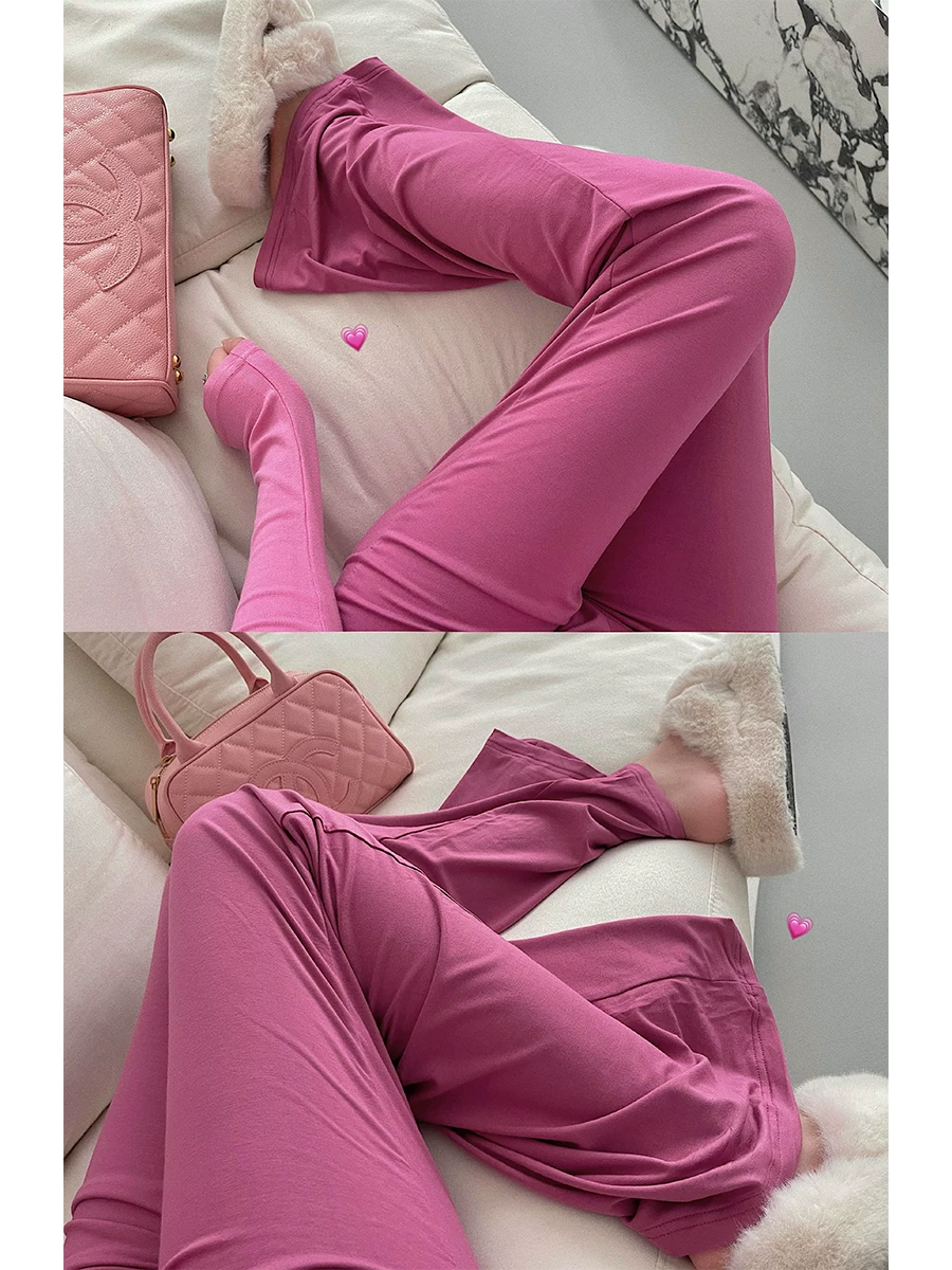 YoungGirlDay pure Desire phong cách lười biếng cạp thấp dáng suông ôm vừa vặn quần ống rộng thường ngày quần dài chạm sàn