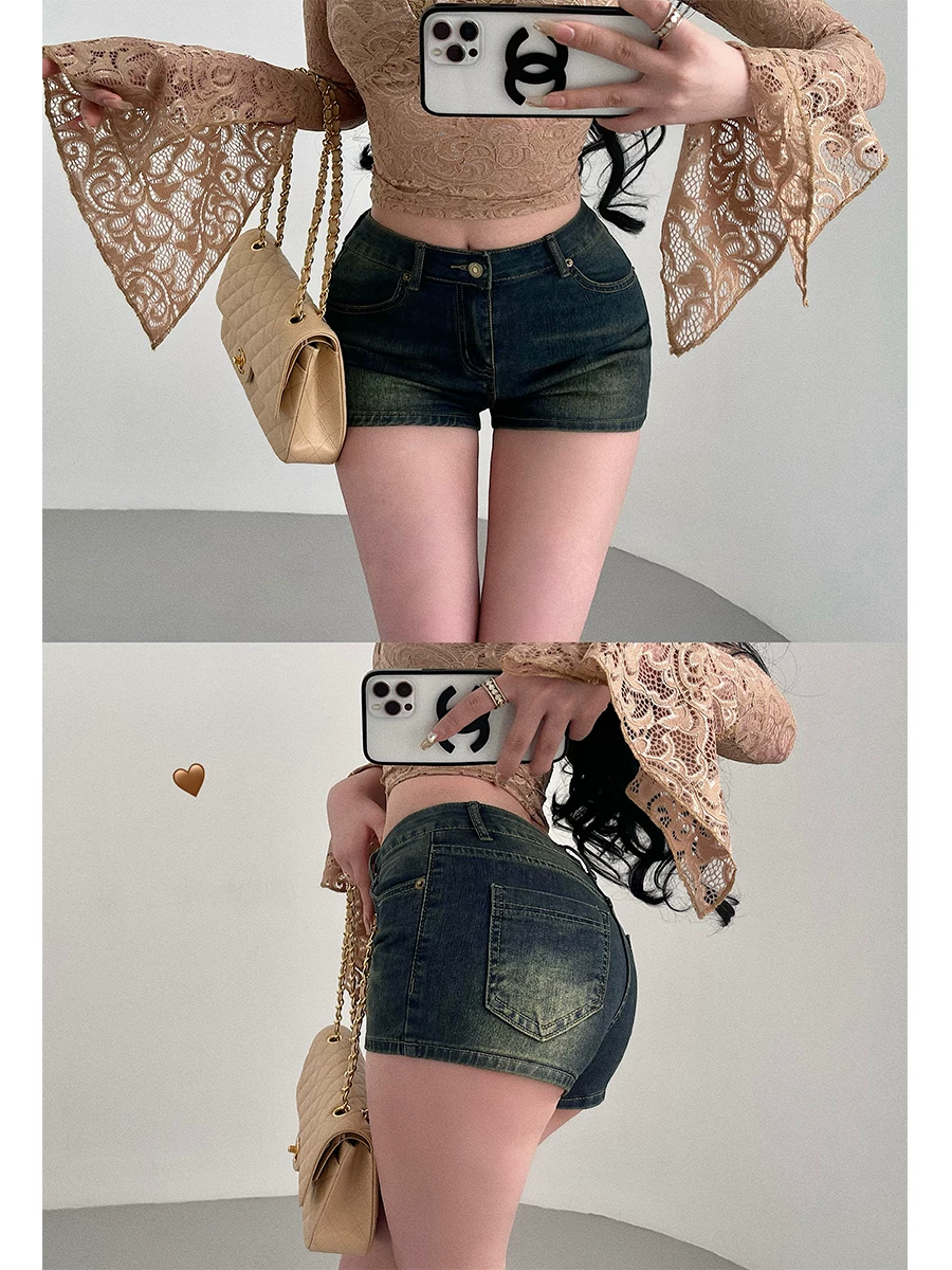 Quần short denim ôm sát, nâng mông, gợi cảm, tôn dáng chân dài, che hông dành cho nữ, phong cách YoungGirlDay, truyện tranh Hàn Quốc.