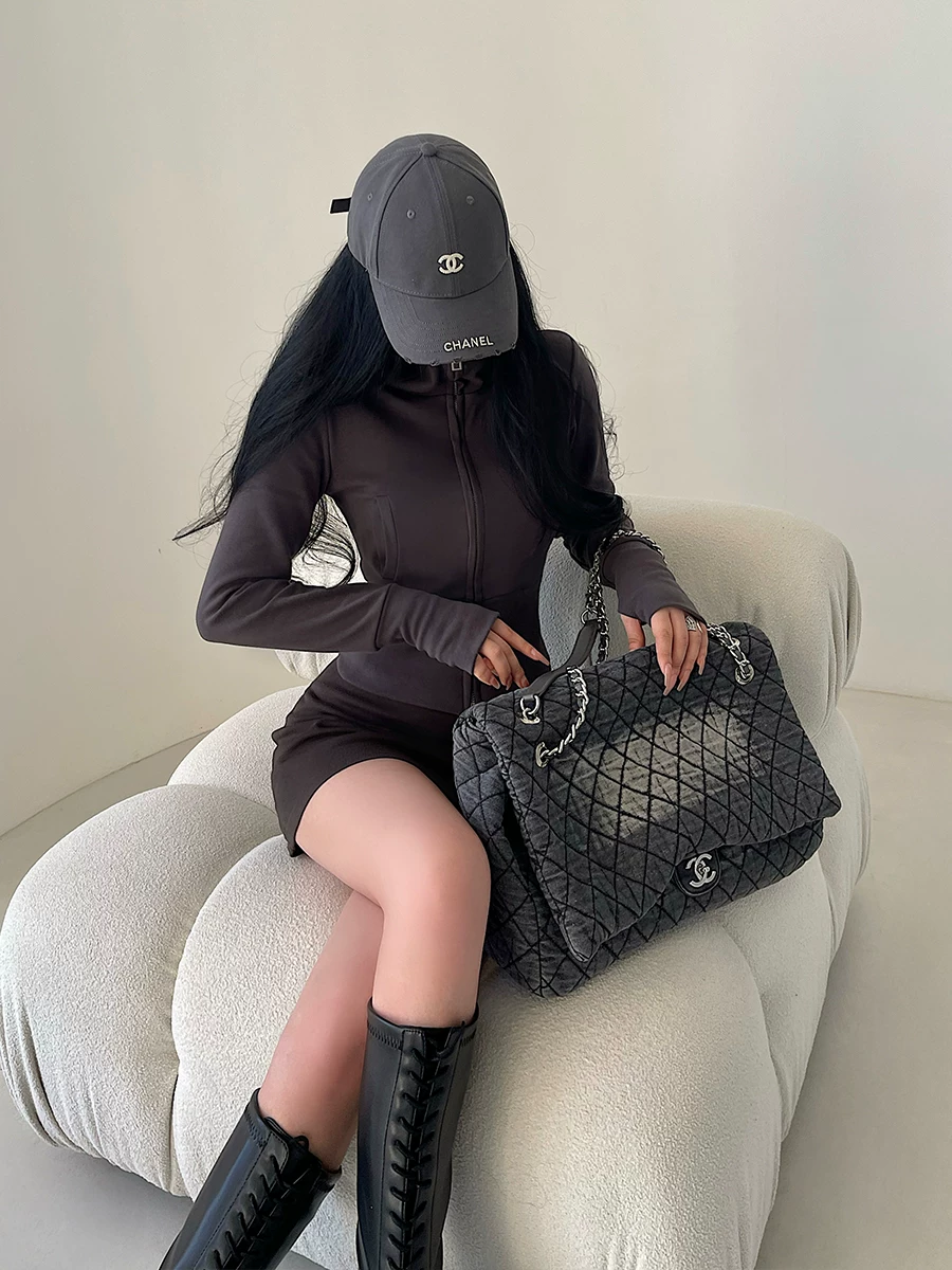 YoungGirlDay Phong cách đường phố Mỹ phong cách cay nồng dành cho cô gái trẻ có cổ đứng có mũ trùm đầu có khóa kéo vừa vặn áo khoác thể thao thông thường