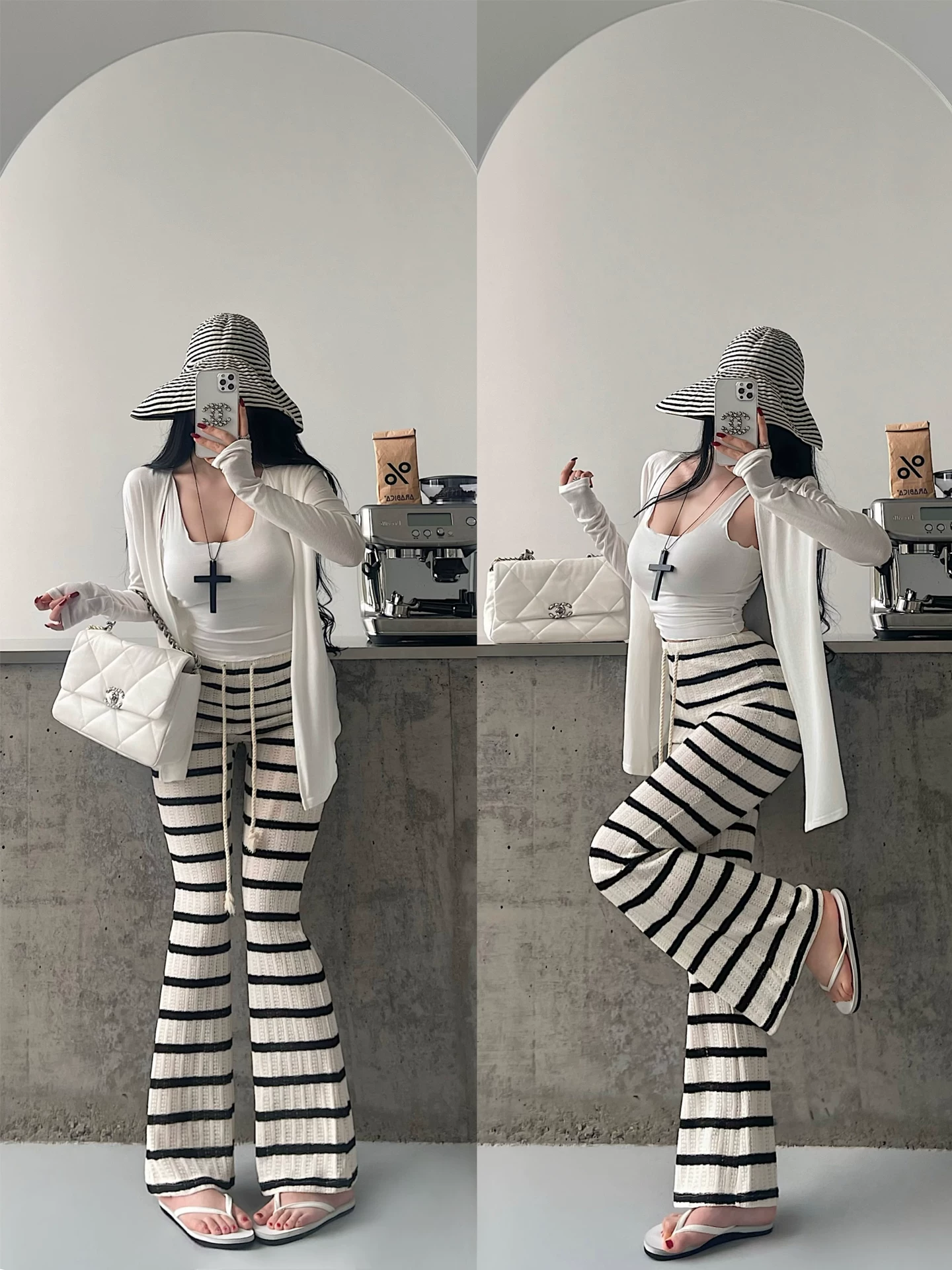 YoungGirlDay pure Desire phong cách lười biếng có viền xù áo yếm dài tay dáng rộng mỏng chống nắng bộ áo cardigan