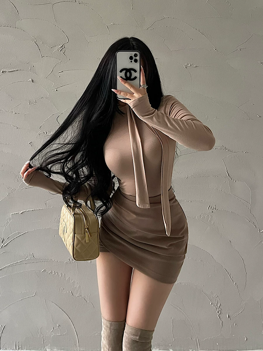 【Thích hợp cho mọi mùa】Váy giảm béo cạp cao cực kỳ gợi cảm với quần short an toàn để chống lộ hàng, váy ngắn ôm sát xếp ly.
