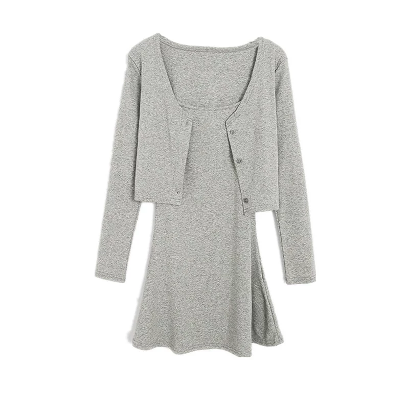 YoungGirlDay2023 Bộ hai món áo cardigan dài tay và váy ngắn có dây đeo gợi cảm phong cách Âu Mỹ
