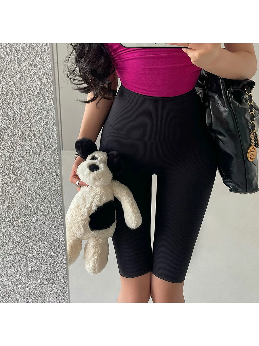 YoungGirlDay Quần short thể thao cạp cao kiểu Âu Mỹ, ôm sát, nâng mông, quần short đi xe đạp, quần short thể thao