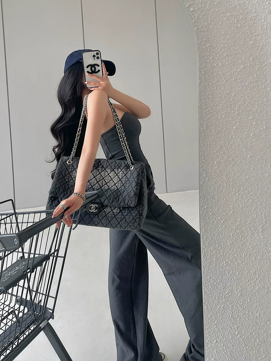 YoungGirlDay sexy fishbone tube top quần ống rộng cạp cao quần dài đến sàn hợp thời trang