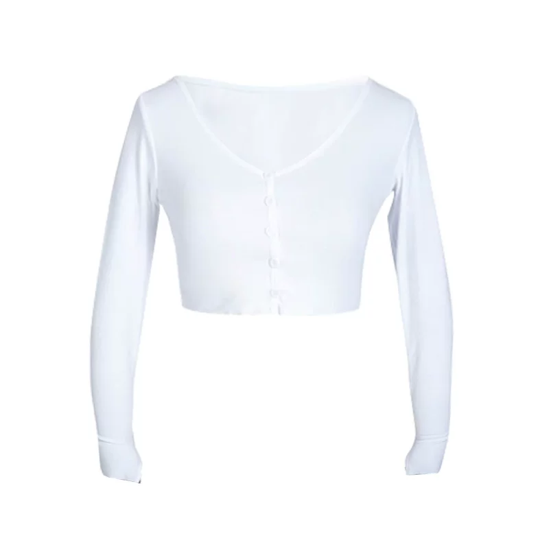 YoungGirlDay Áo thun crop top tay dài cổ chữ V gợi cảm phong cách Âu Mỹ kiểu Âu Mỹ.