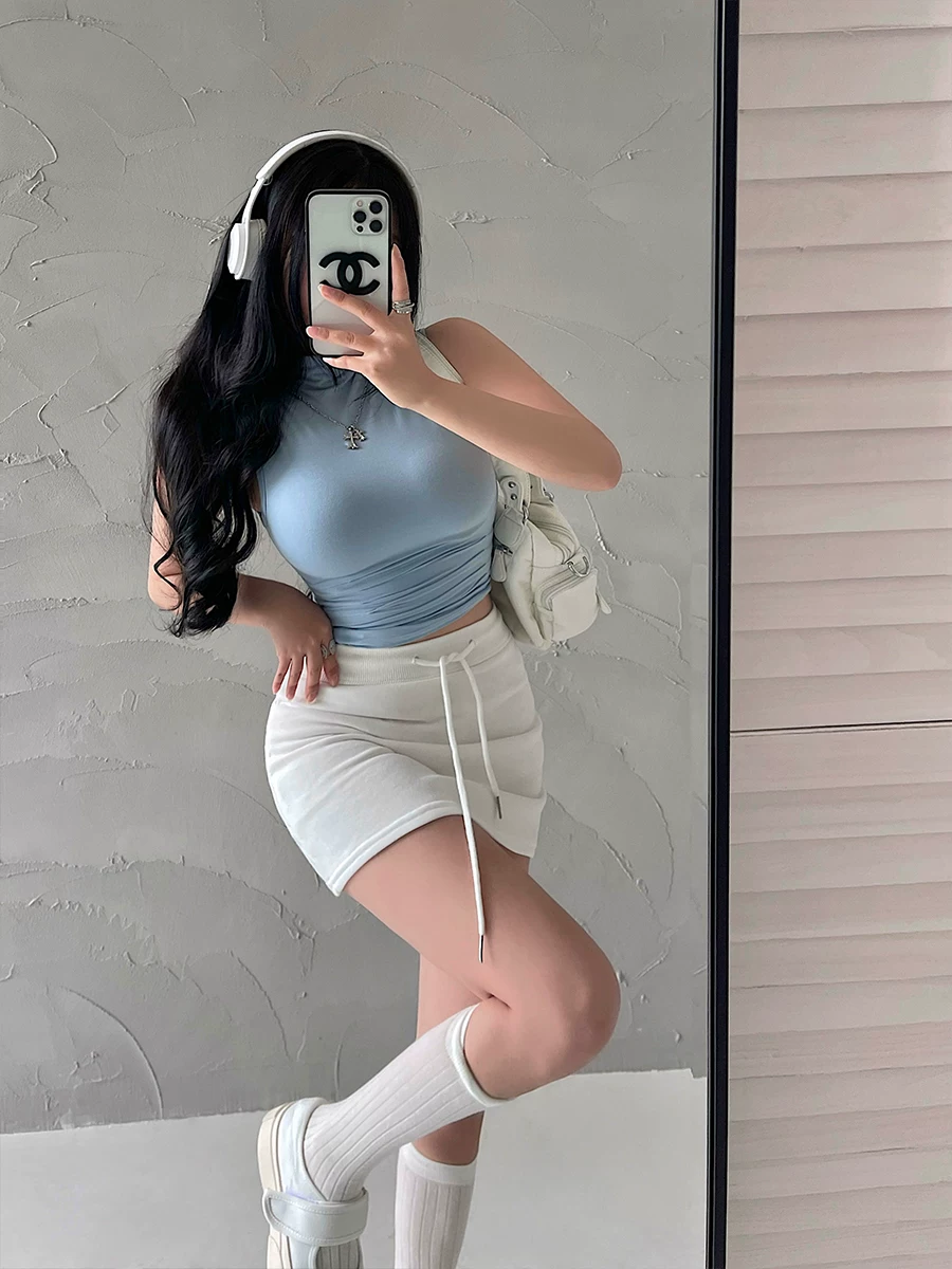 Áo thun nữ tay sát nách, cổ cao, ôm sát, xếp ly, kiểu dáng gợi cảm, thương hiệu YoungGirlDay.