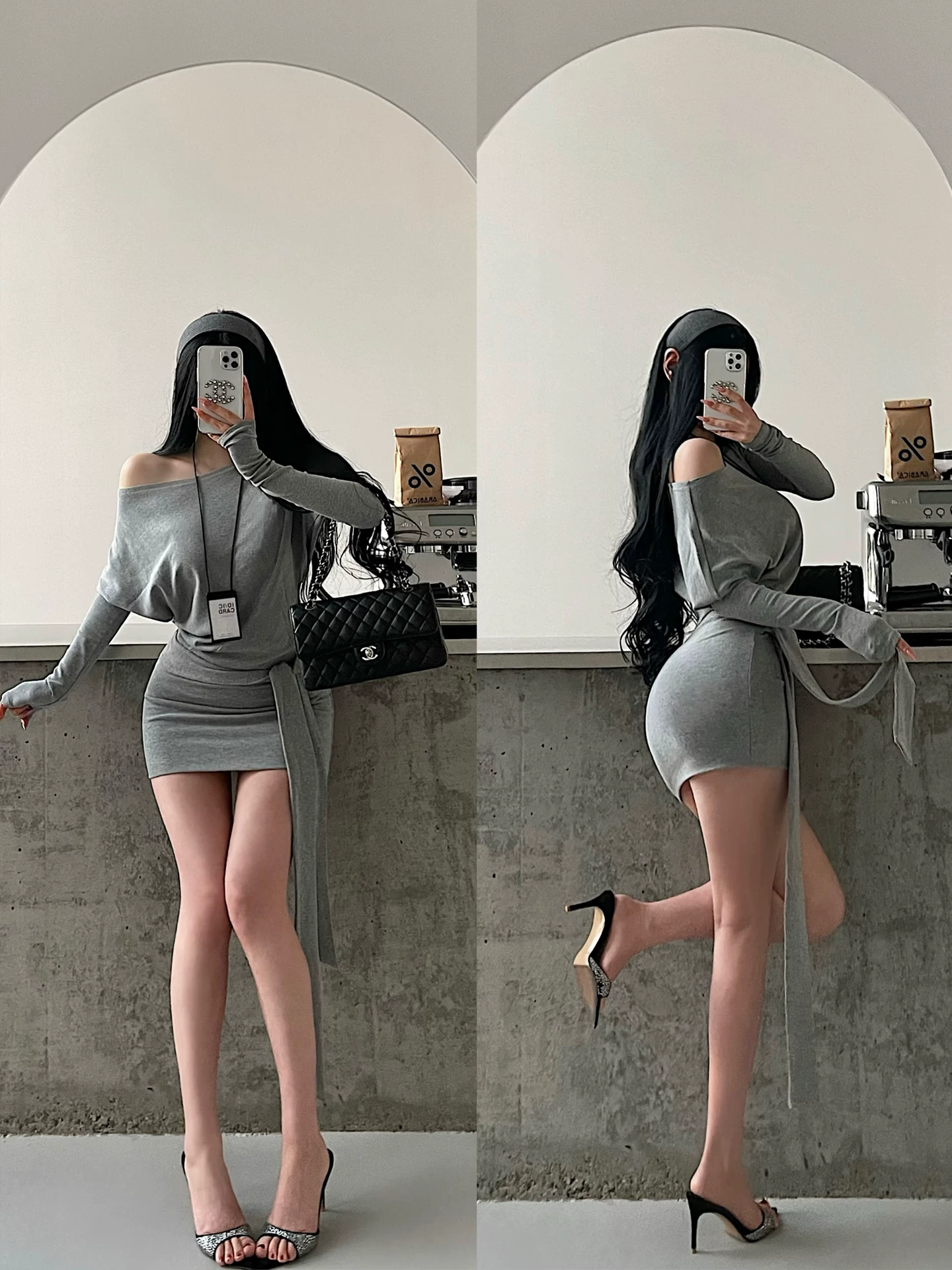 YoungGirlDay phong cách thuần khiết gợi cảm, váy ôm sát eo, tay dài, váy ngắn, kiểu dáng gợi cảm, váy ngắn