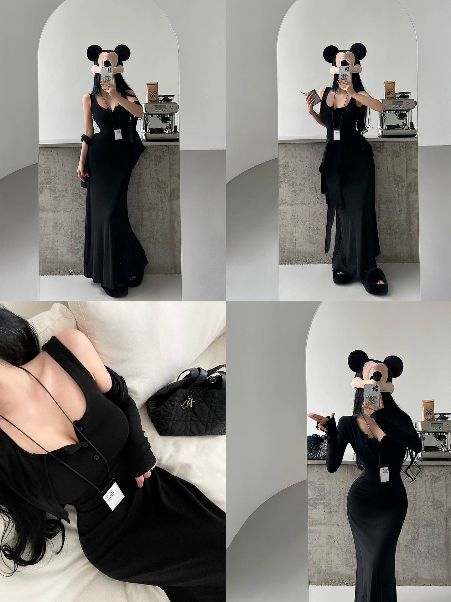 YoungGirlDay khao khát thuần khiết, váy treo eo gợi cảm, váy dài, áo cardigan dài tay, bộ đồ cardigan dài tay