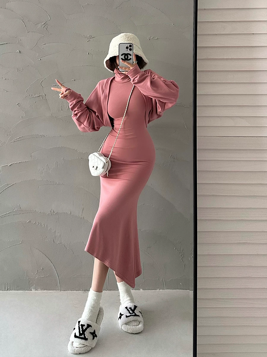 YoungGirlDay phong cách thuần khiết khao khát, áo vest lông cừu tay cánh dơi dáng rộng, áo khoác cardigan ngắn màu trơn, áo choàng