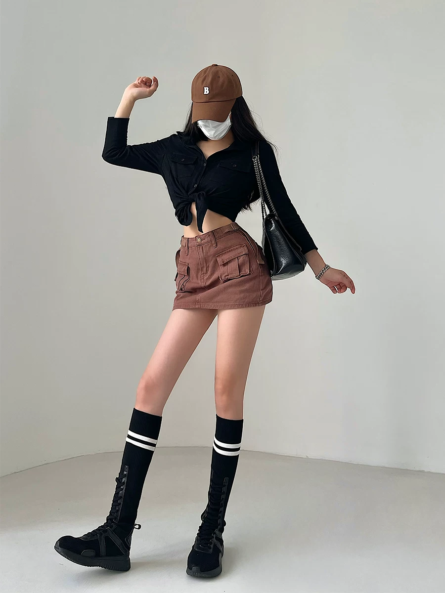 YoungGirlDay hot girl phong cách đường phố quần short cạp cao chống lộ hàng, quần short an toàn chống lộ hàng, váy ngắn bodycon.