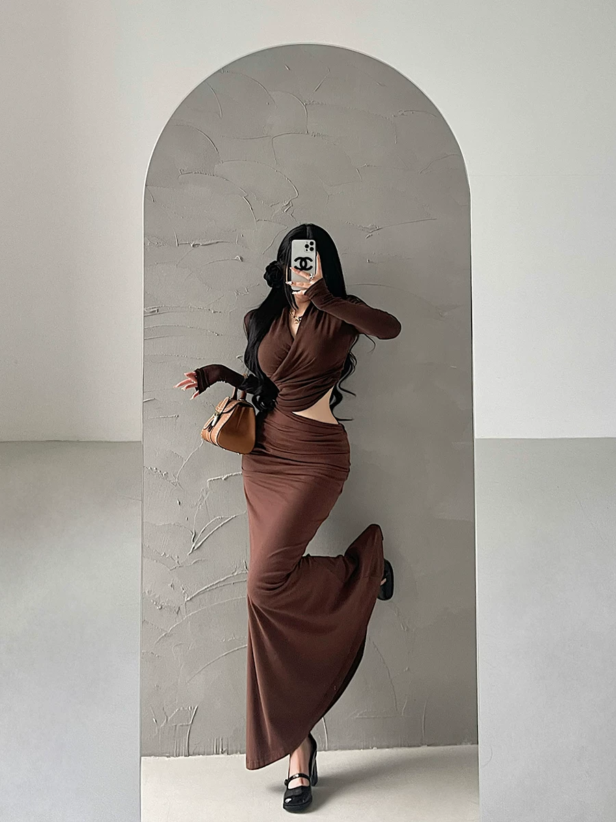 YoungGirlDay Kardashian váy dài đuôi cá ôm sát eo cao gợi cảm, xếp ly, co giãn, ôm sát cơ thể