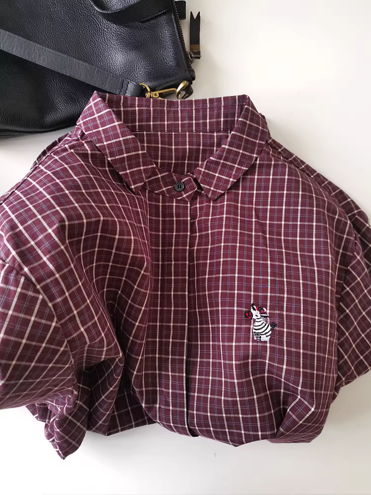 Áo sơ mi nữ kẻ sọc cổ độc đáo, kiểu vintage, mềm mại, thoải mái, tiện dụng, đa năng, dáng rộng, nhiều lớp