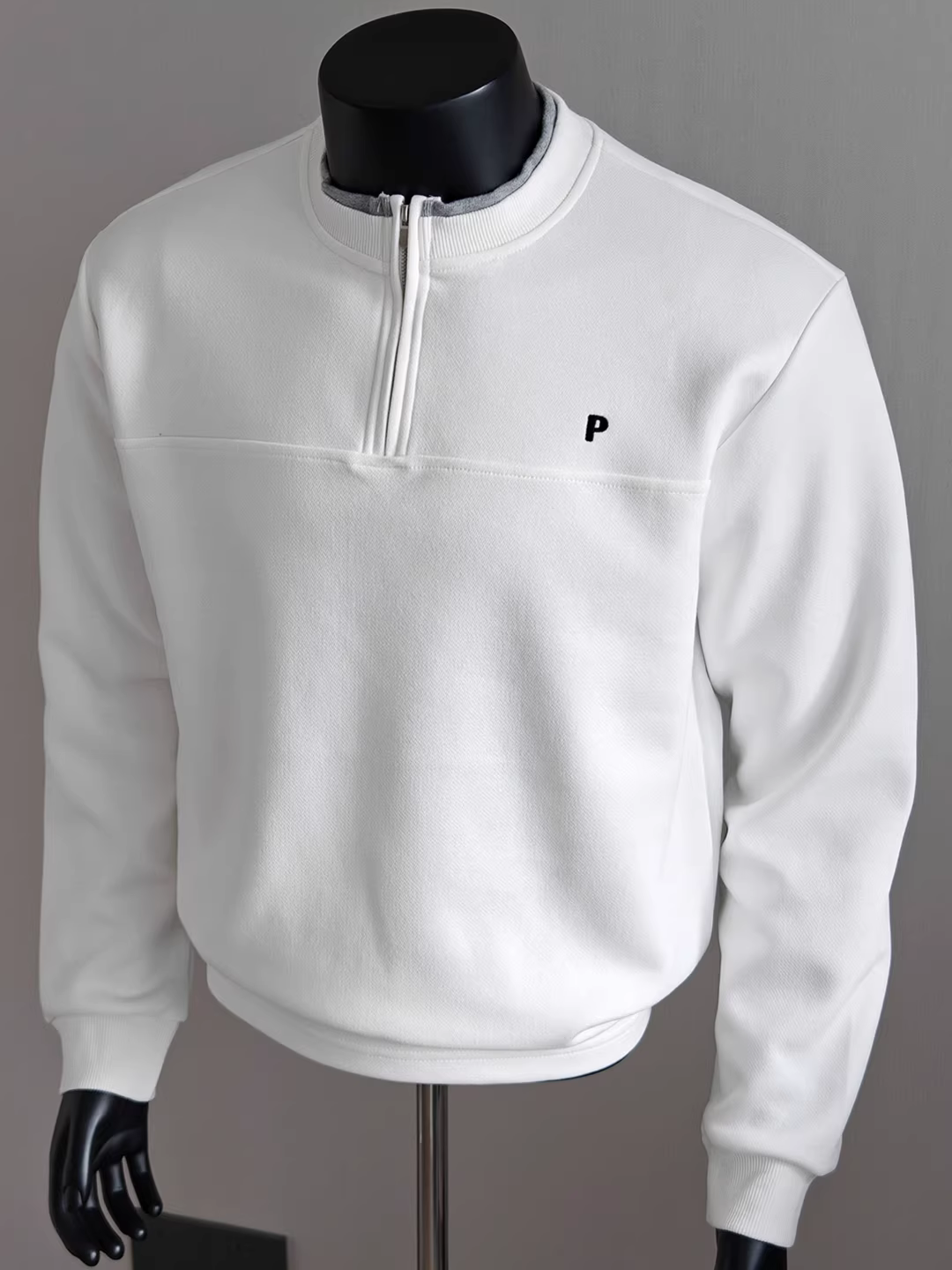 Áo thun cổ tròn nửa khóa kéo dành cho nam, dài tay, thời trang thu đông mới, kiểu dáng hợp thời trang, áo nỉ thông thường đa năng, áo lót.