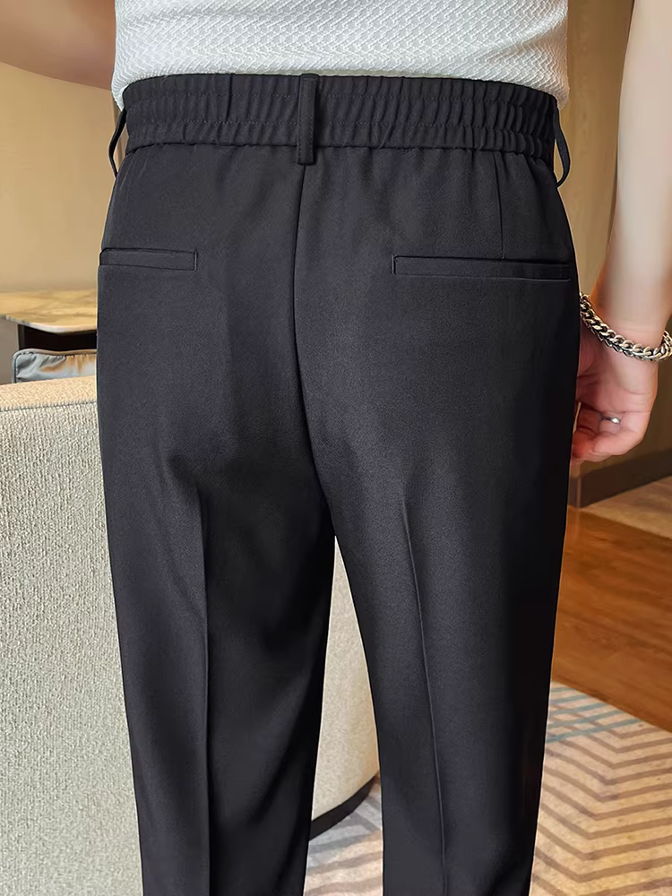 Quần âu nam lưng thun co giãn, kiểu dáng mới xuân hè, ôm dáng, ống côn, cao cấp, lịch sự, thích hợp cho công sở.