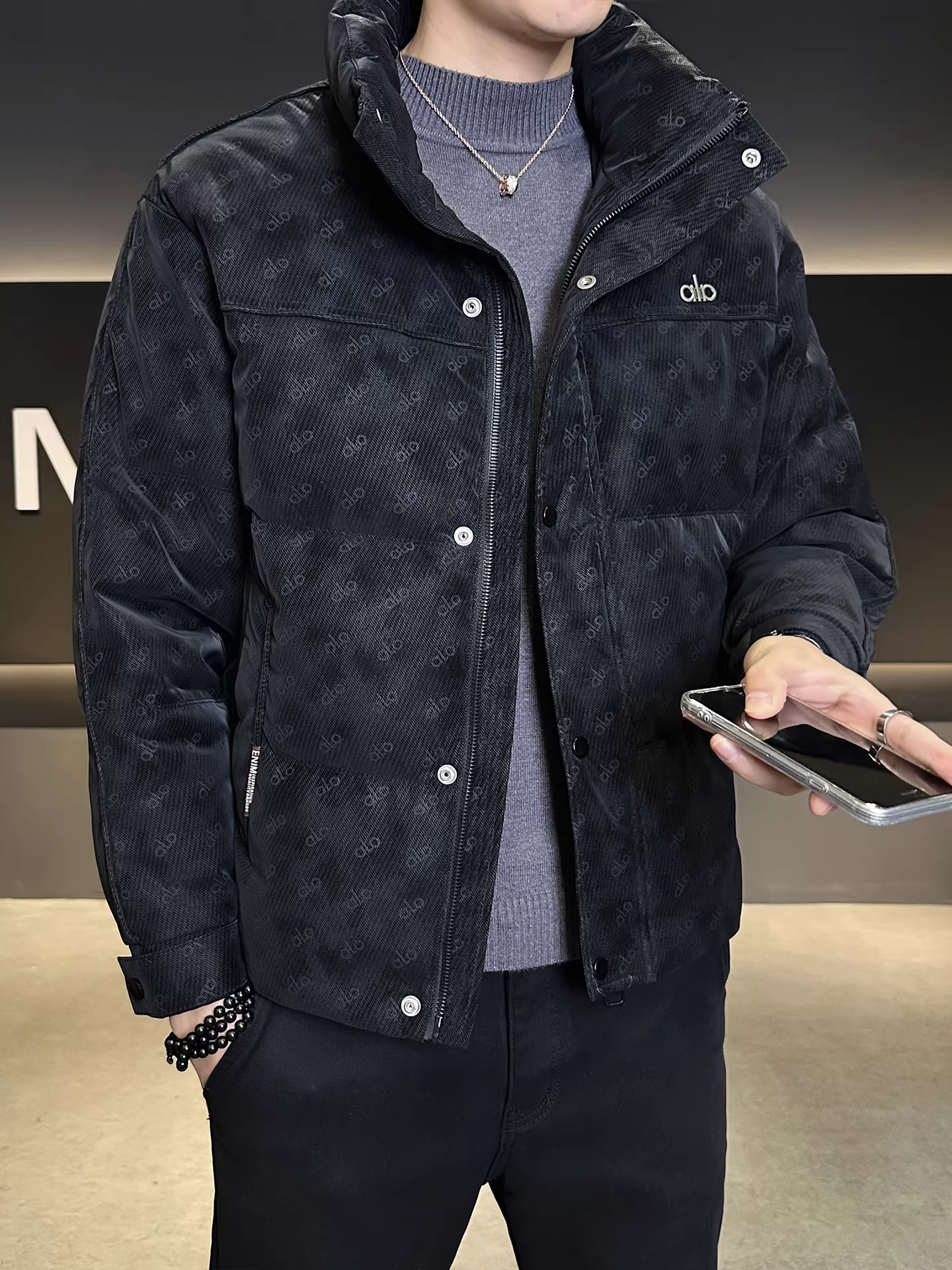 Áo khoác da PU nam, mùa đông 2025, kiểu dáng mới thời thượng, cổ đứng, dáng ngắn, đa năng, chất lượng cao