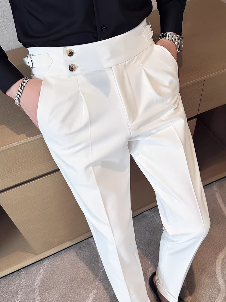 Quần âu nam Napoli cạp cao kiểu mới 2025, quần âu cao cấp phong cách Hàn Quốc, kiểu dáng thời thượng, ống thẳng