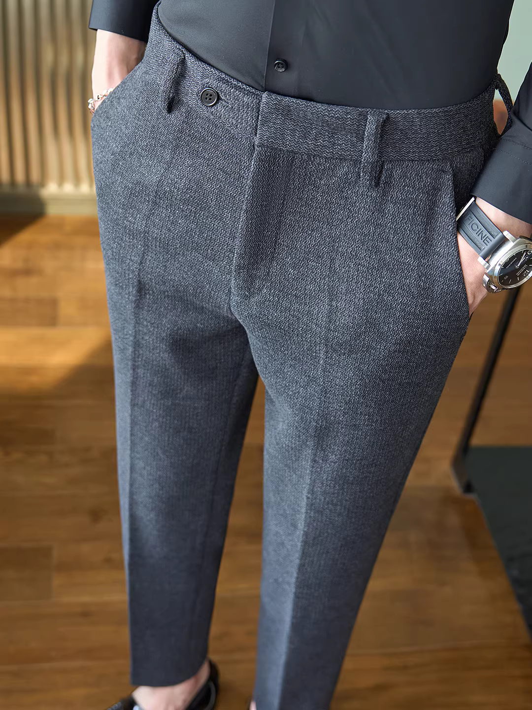 Quần âu nam cao cấp chất liệu len dành cho mùa thu đông