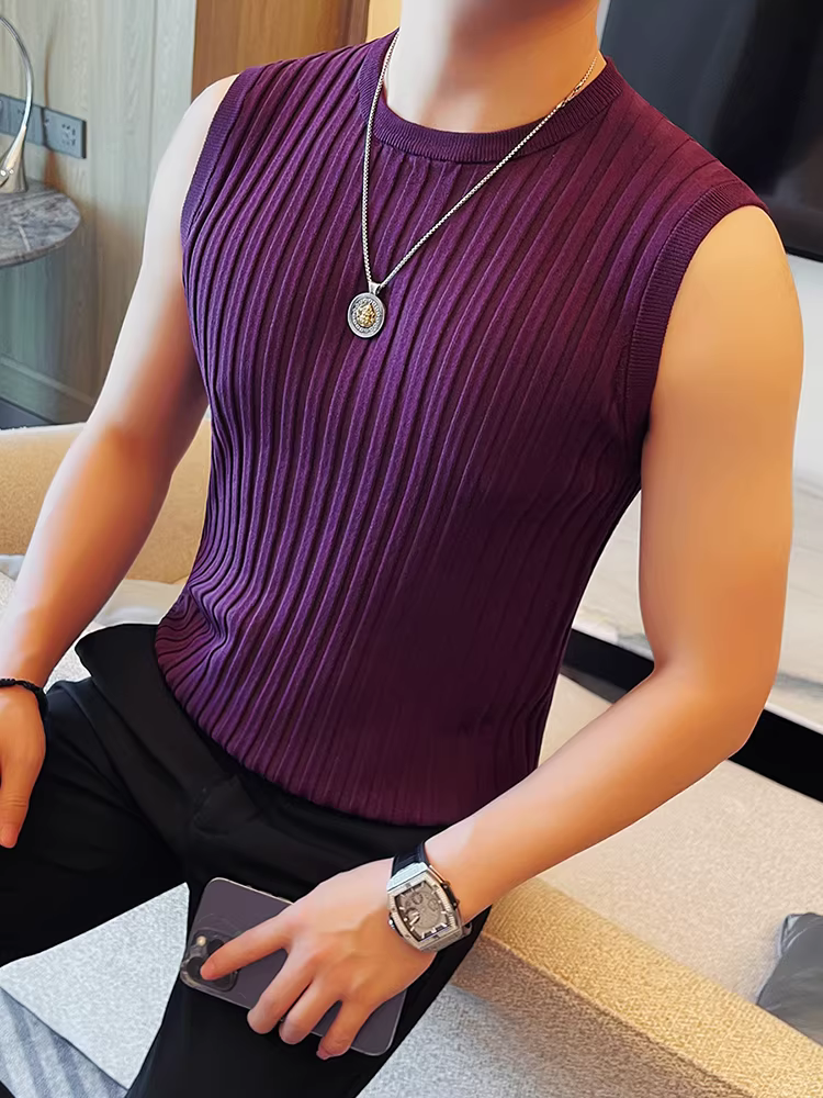 Áo vest nam cao cấp, kiểu dáng mỏng mùa hè, áo thun không tay thời trang và đa năng, thân thiện với làn da và thoải mái, áo lót cổ tròn có gân.