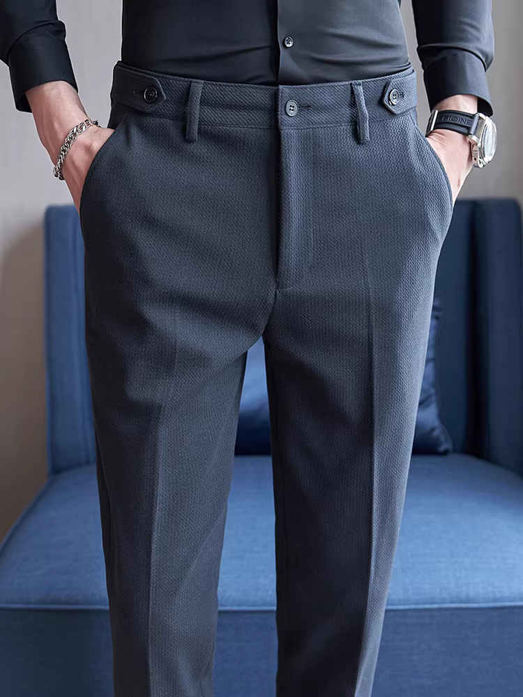 Quần tây nam cao cấp mùa thu đông, kiểu Hàn Quốc dày dặn, thời trang và đa năng, dáng ôm thẳng lịch lãm.