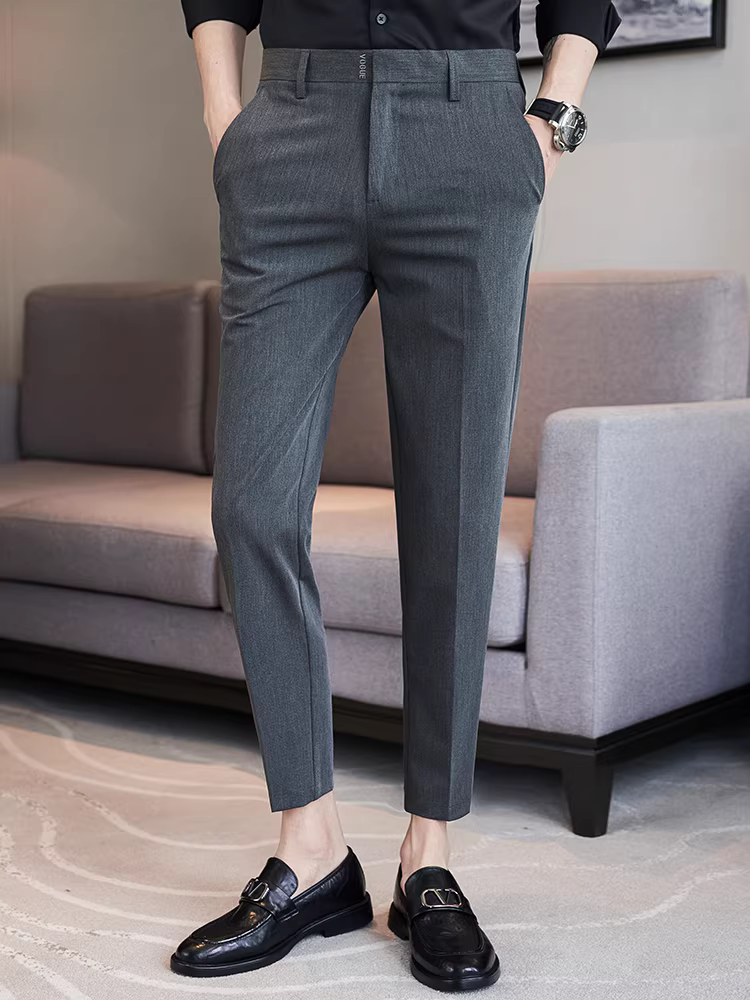 Quần âu nam ống lửng, quần công sở mùa hè mỏng nhẹ, kiểu dáng Anh thời thượng ôm dáng, quần âu ống côn 9 phần