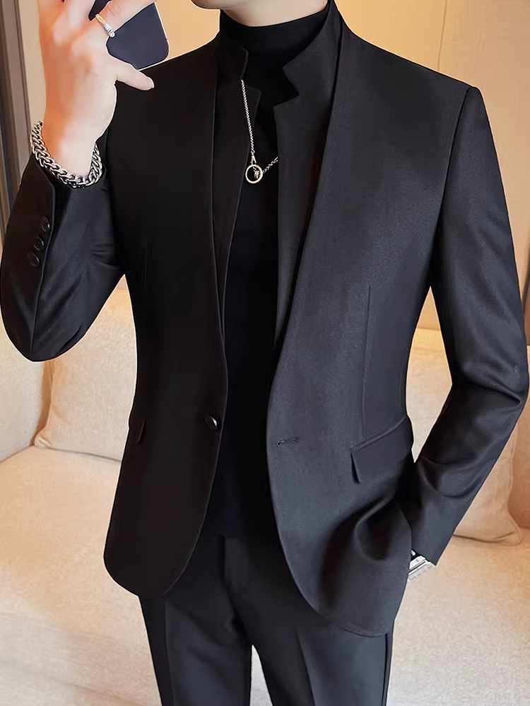 Áo vest công sở cổ đứng dành cho nam, kiểu dáng thời trang xuân thu mới, ôm dáng, lịch lãm, cao cấp.